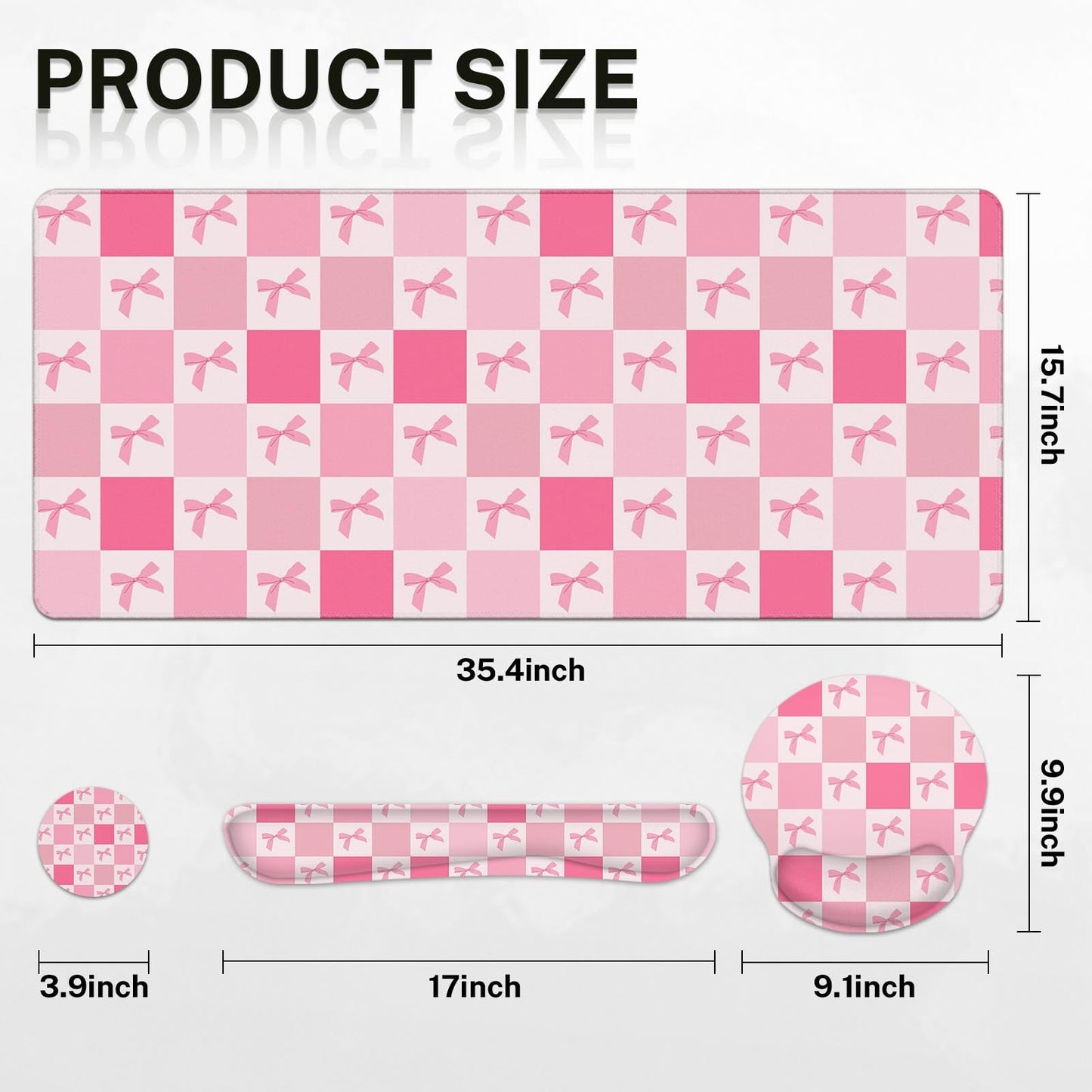 Arttown Keyboard Mouse Pad Set, 4 in 1 Desk Mat Set Kawaii Cute