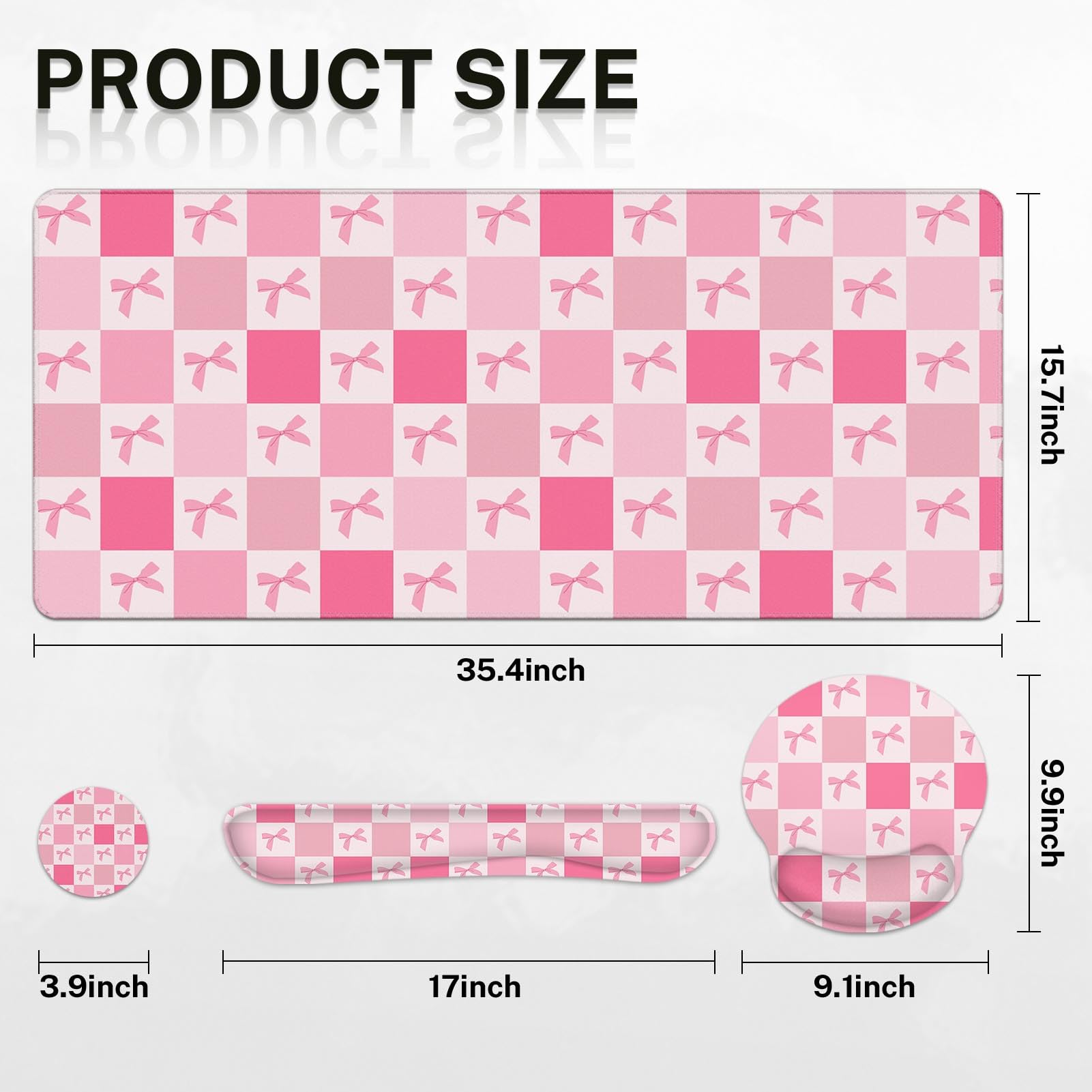 Arttown Keyboard Mouse Pad Set, 4 in 1 Desk Mat Set Kawaii Cute