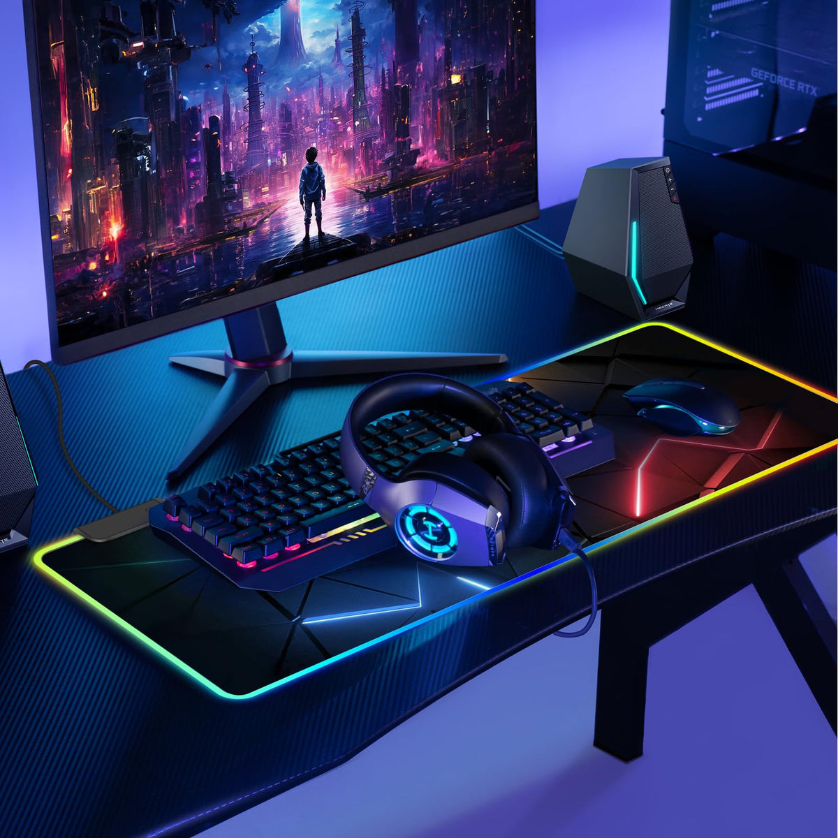RGB Mouse Pad, Gaming Mousepad with 13 LED Light Modes
