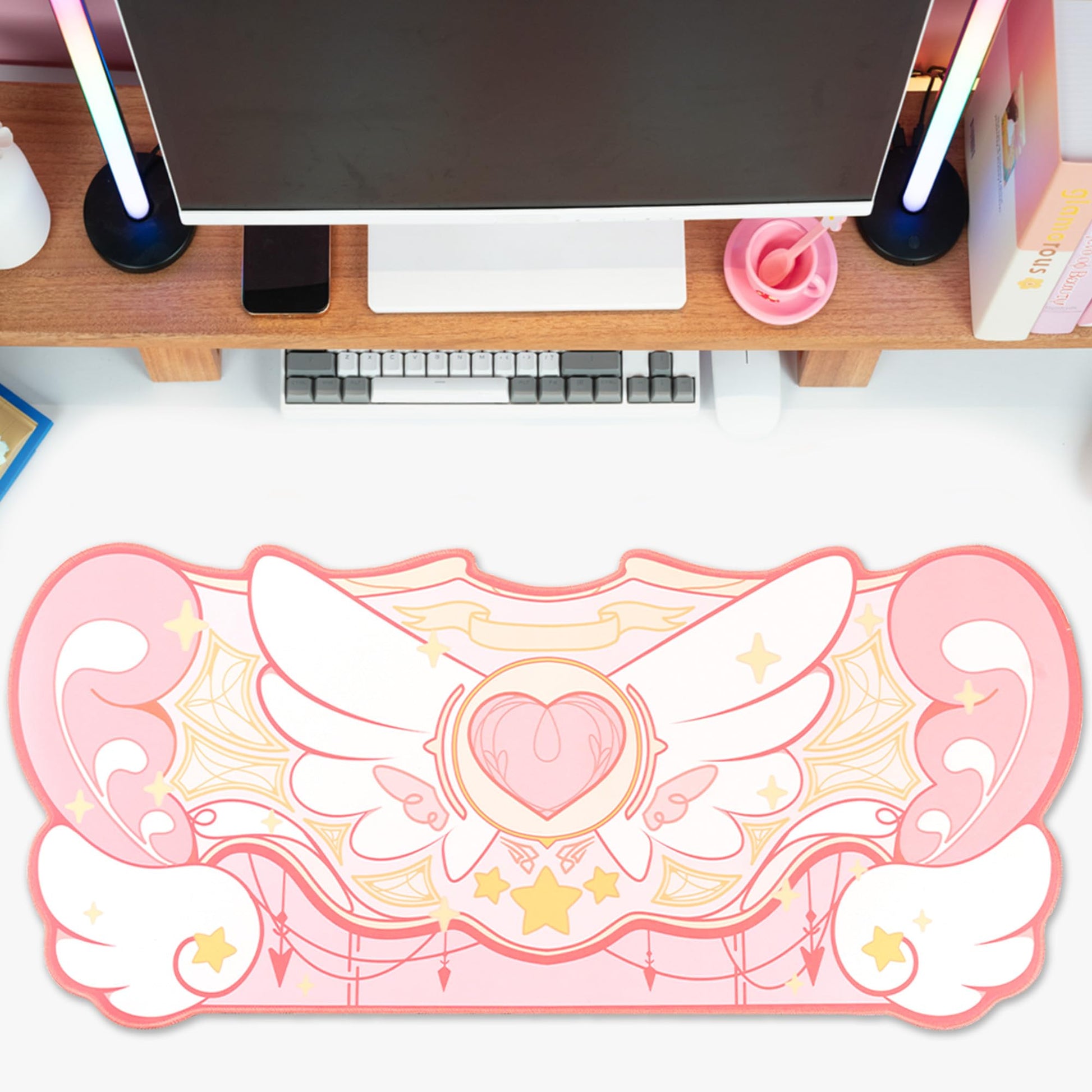 GeekShare Large Gaming Mouse Pad Kawaii Pink Non-Slip Rubber Back Mouse Pad Big Waterproof Desk Mat