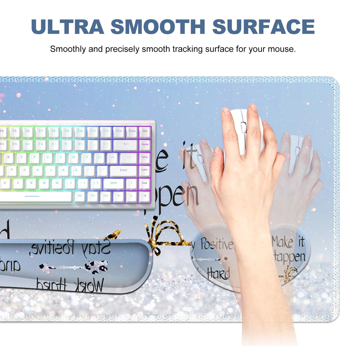 Lauspuck Desk Mat, Gaming Mouse Pad Wrist Rest Support Combo, XXL Large Mousepad + Keyboard Wrist