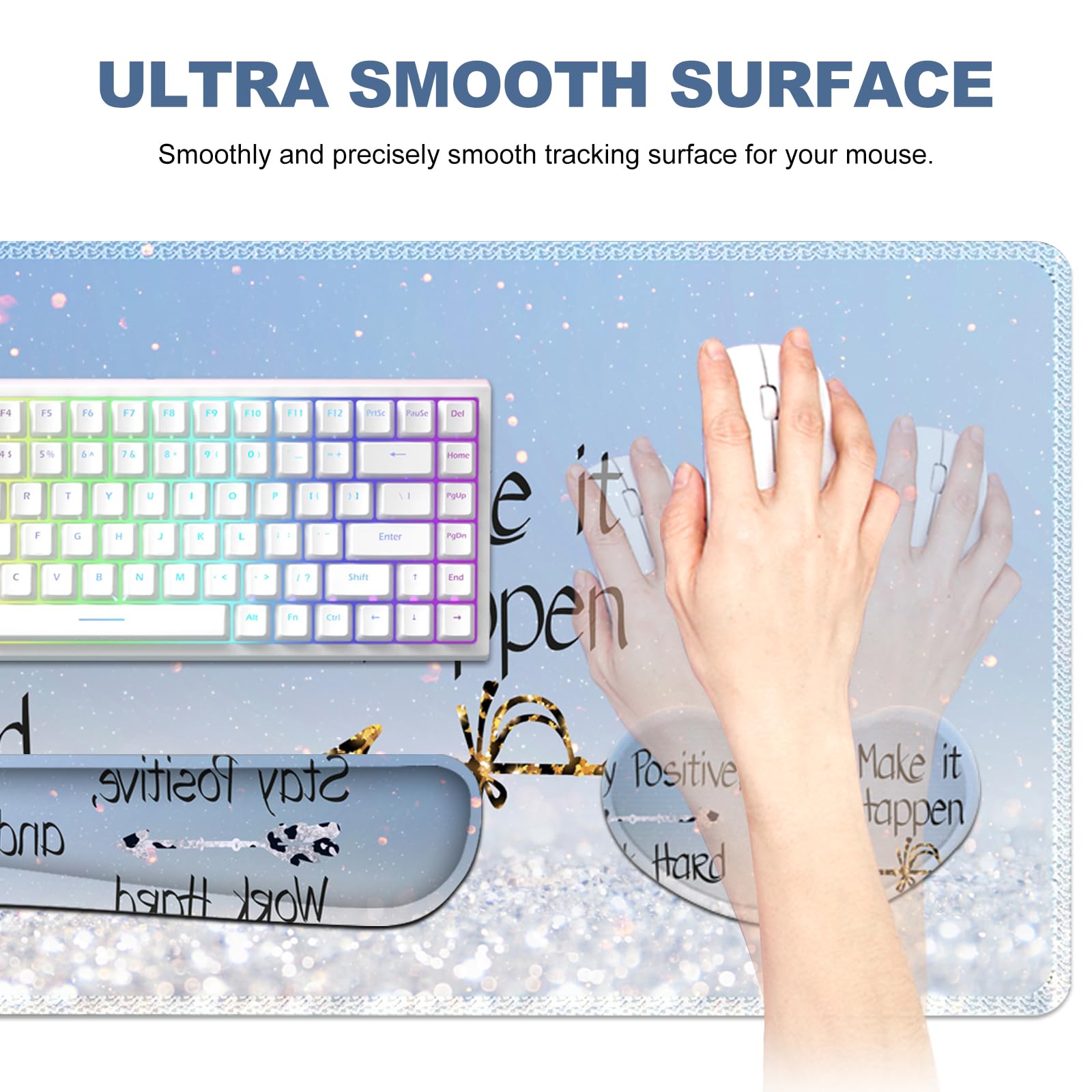 Lauspuck Desk Mat, Gaming Mouse Pad Wrist Rest Support Combo, XXL Large Mousepad + Keyboard Wrist
