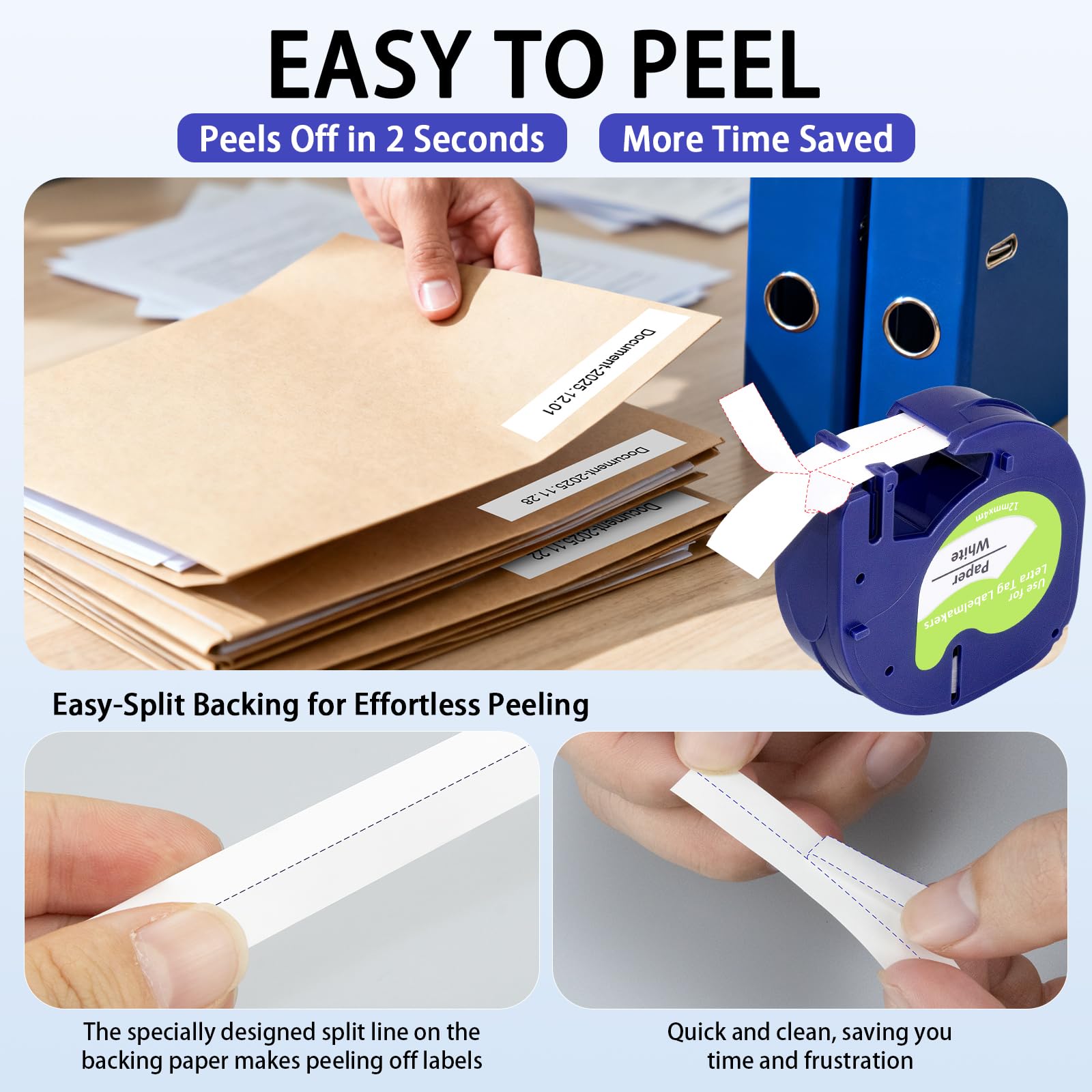8-Pack Compatible with DYMO LetraTag Refills 91330 Paper Tape