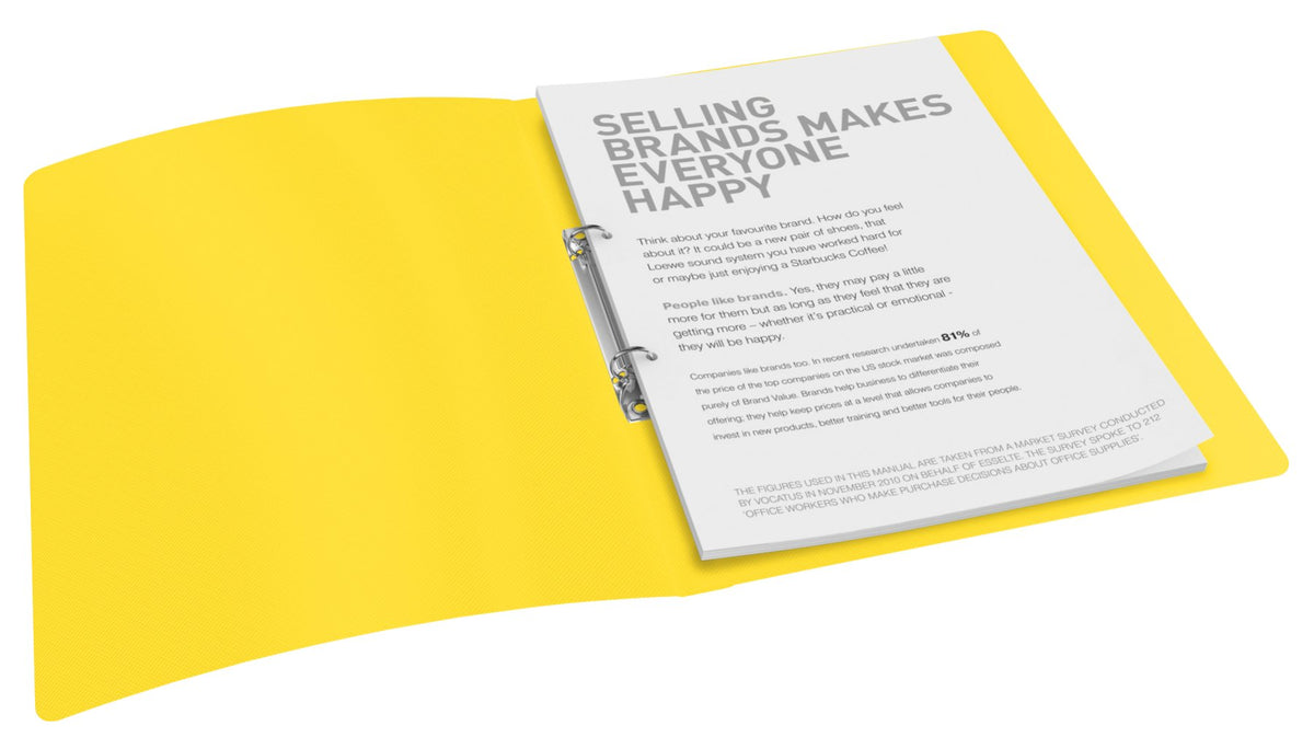 Esselte 2 Ring Binder, Holds up to 100 A4 Sheets, Vivida Range, 16 mm Spine, 624036 - A4, Yellow