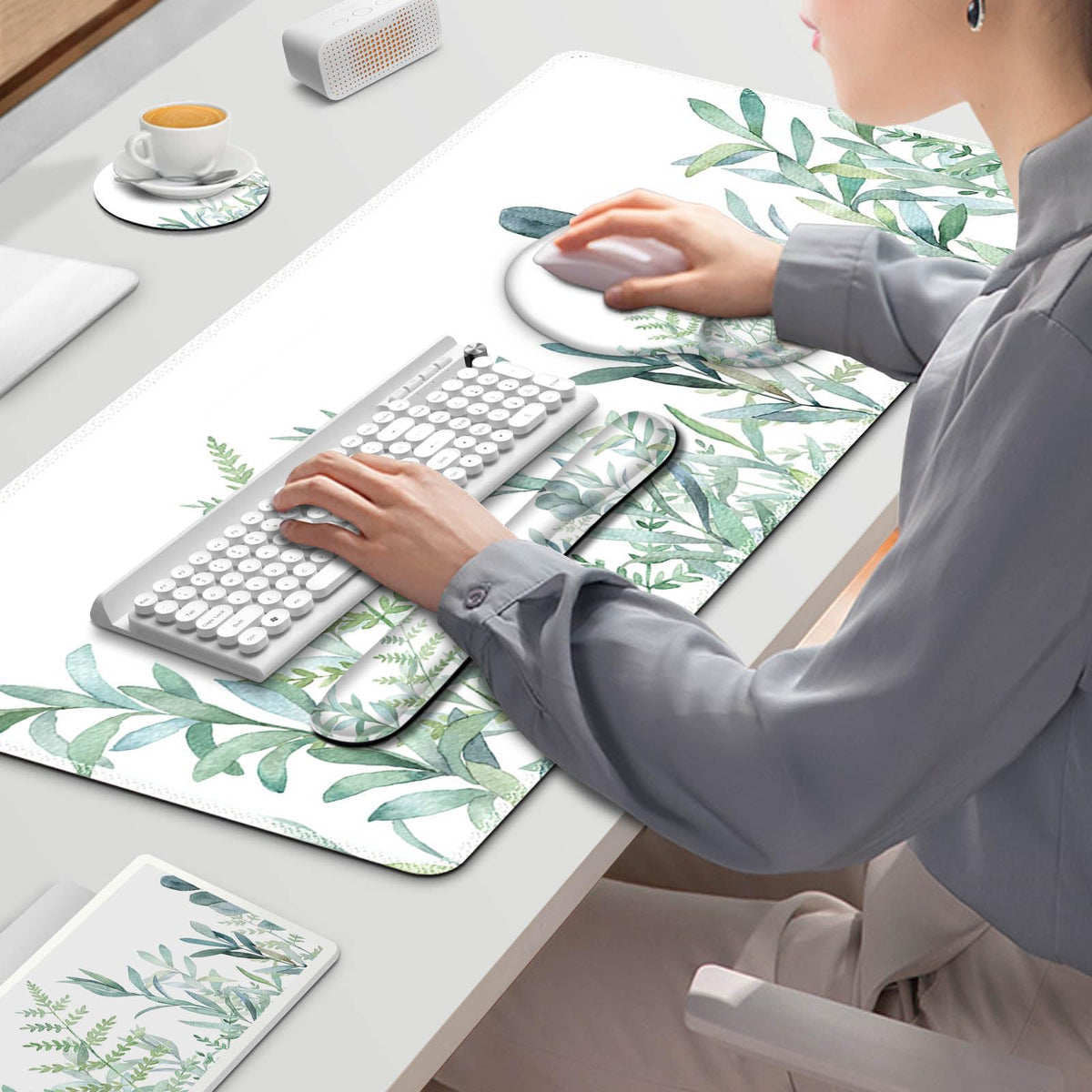 ToLuLu Desk Mat, XXL Large Mouse Pad Wrist Support Set，4 in1 Mousepad