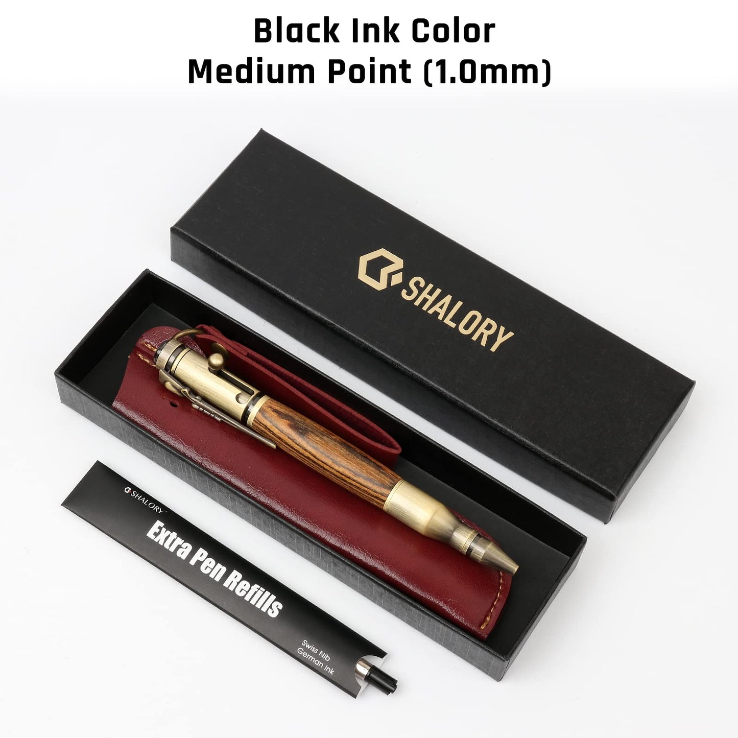 SHALORY Bolt Action Pen Ballpoint Pen with Compass &Rifle Clip & Extra Refills & Office Decor Gift