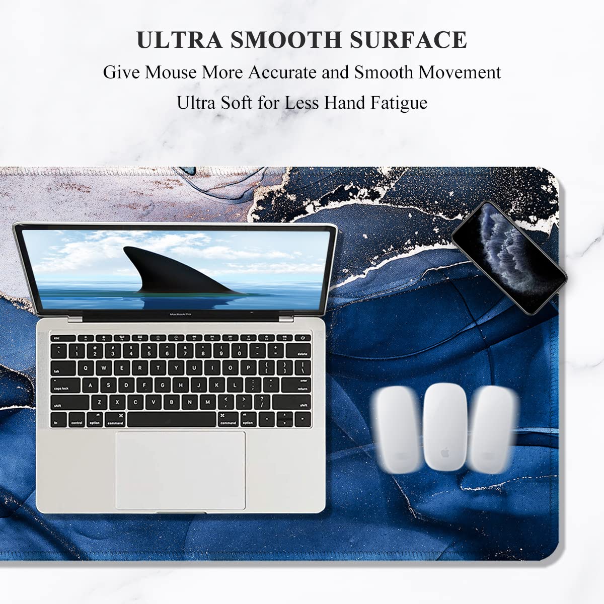 Auhoahsil Large Mouse Pad, XXL Desk Pad, Extened 35" x 15", Non-Slip Rubber Base, Stitched Edges