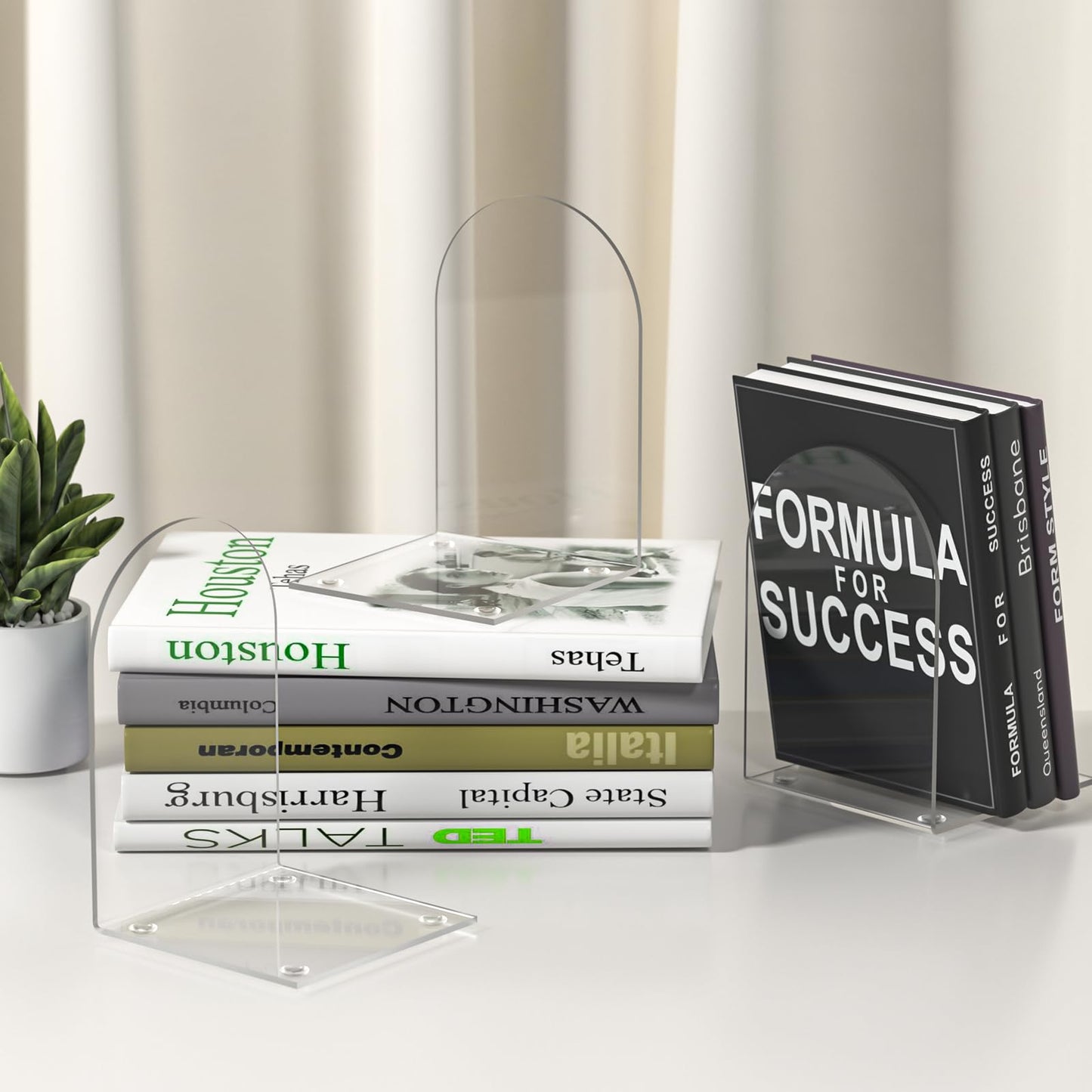 ALOTCHE Acrylic Bookends 8 Pieces, Book Ends for Shelves, Clear Bookends for Book Shelves and