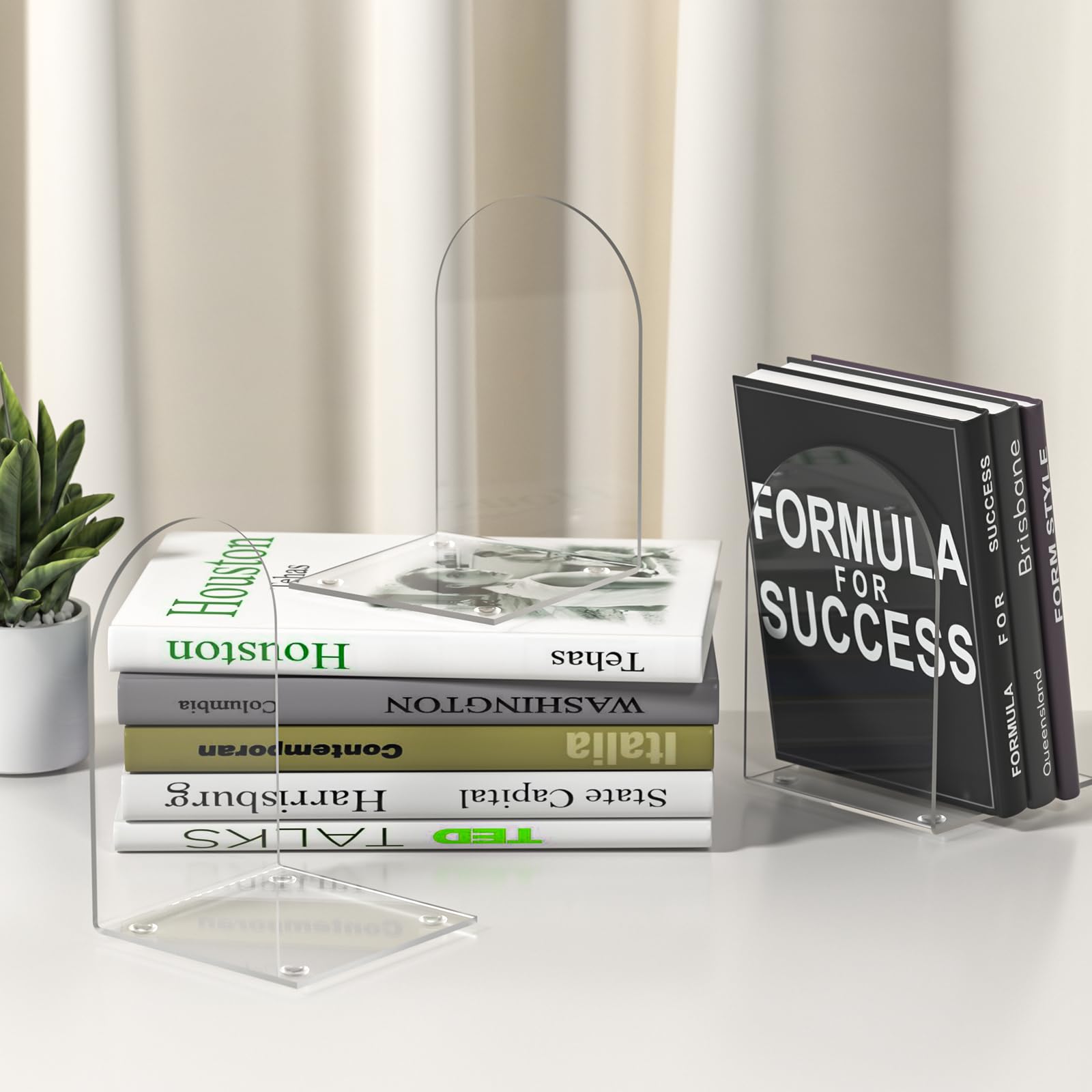 ALOTCHE Acrylic Bookends 8 Pieces, Book Ends for Shelves, Clear Bookends for Book Shelves and