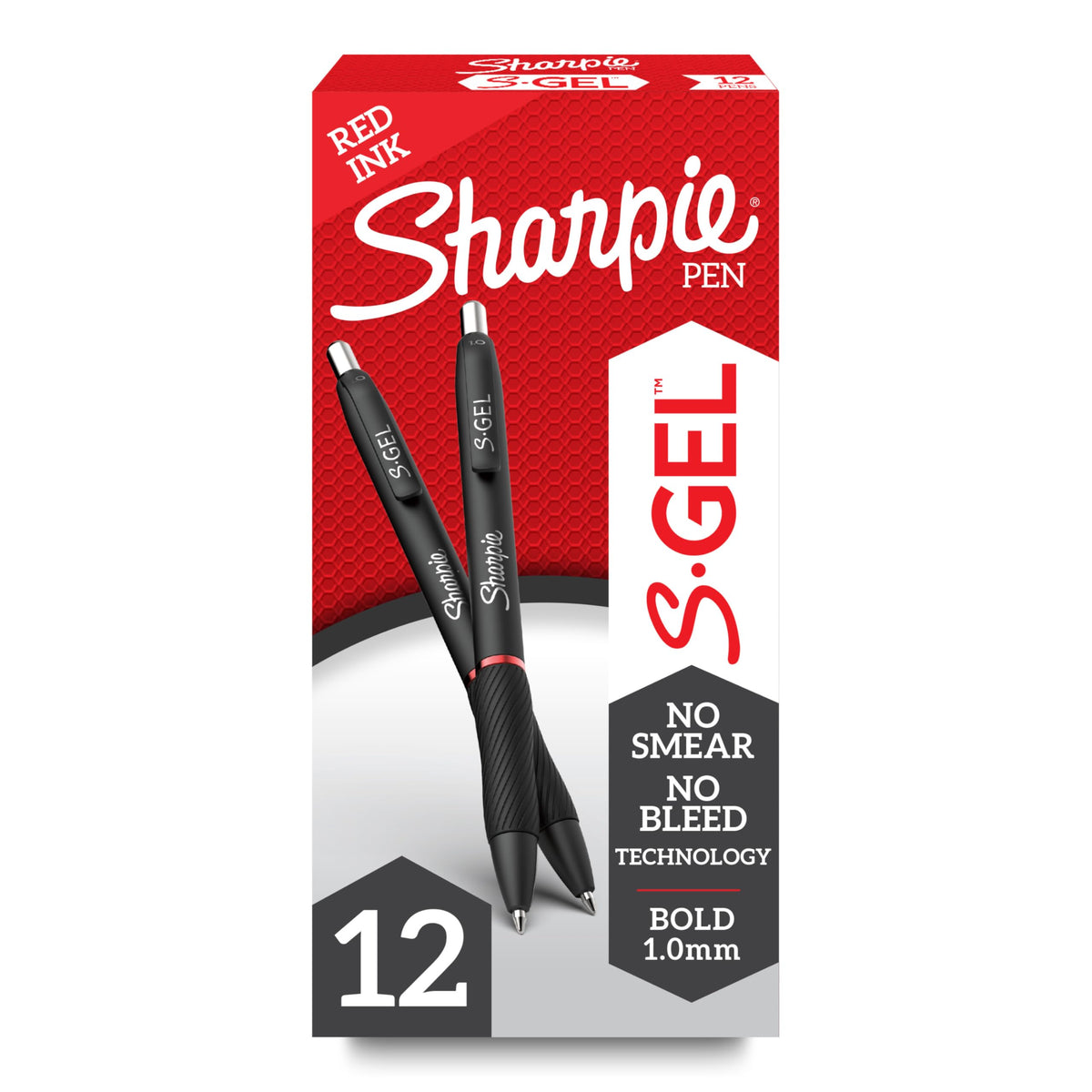 Sharpie S-Gel S-Gel High-Performance Gel Pen, Retractable, Bold 1 Mm, Red Ink, Black Barrel, Dozen
