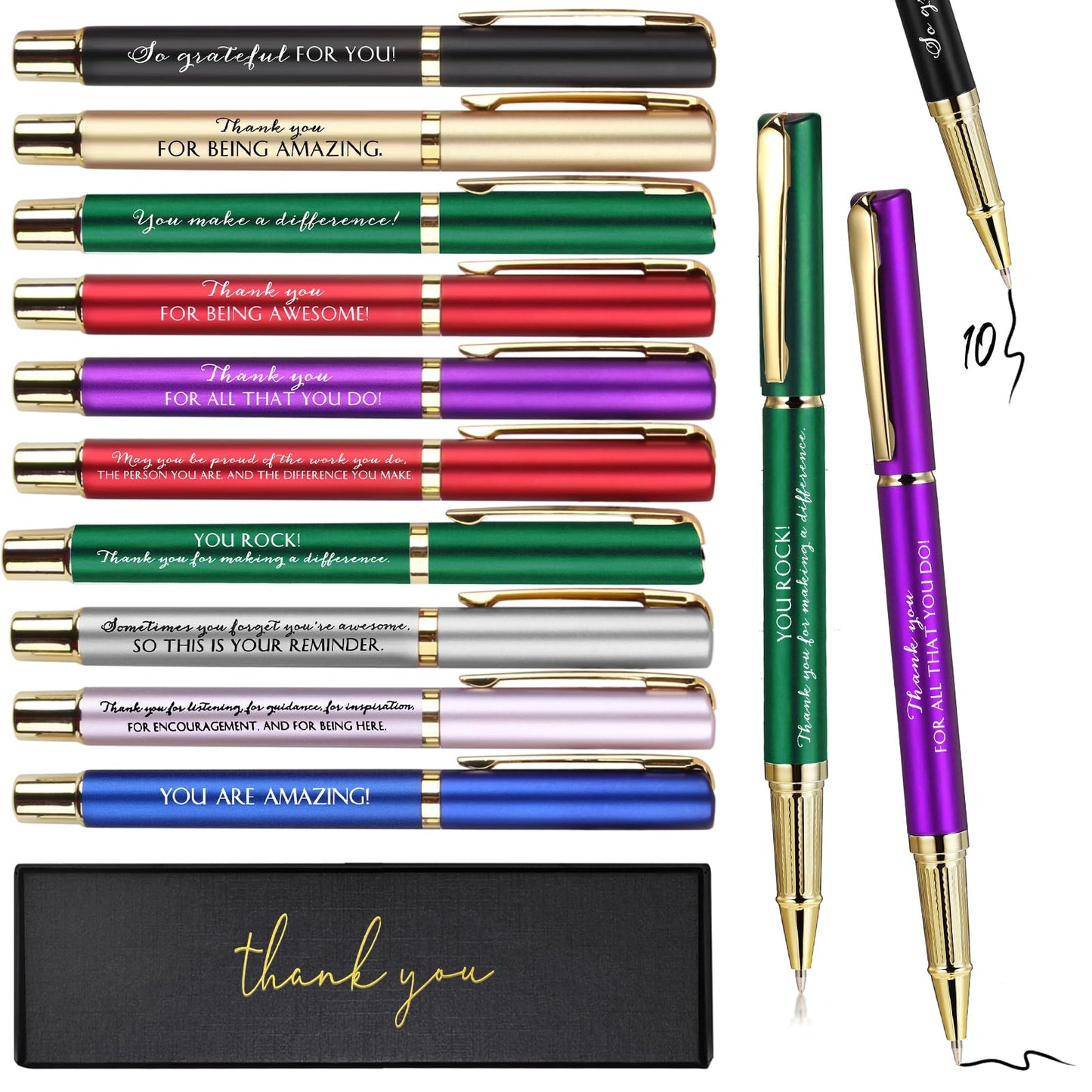 PerKoop 10 Sets Thank You Gifts, Appreciation Pens with Boxes for Men Women