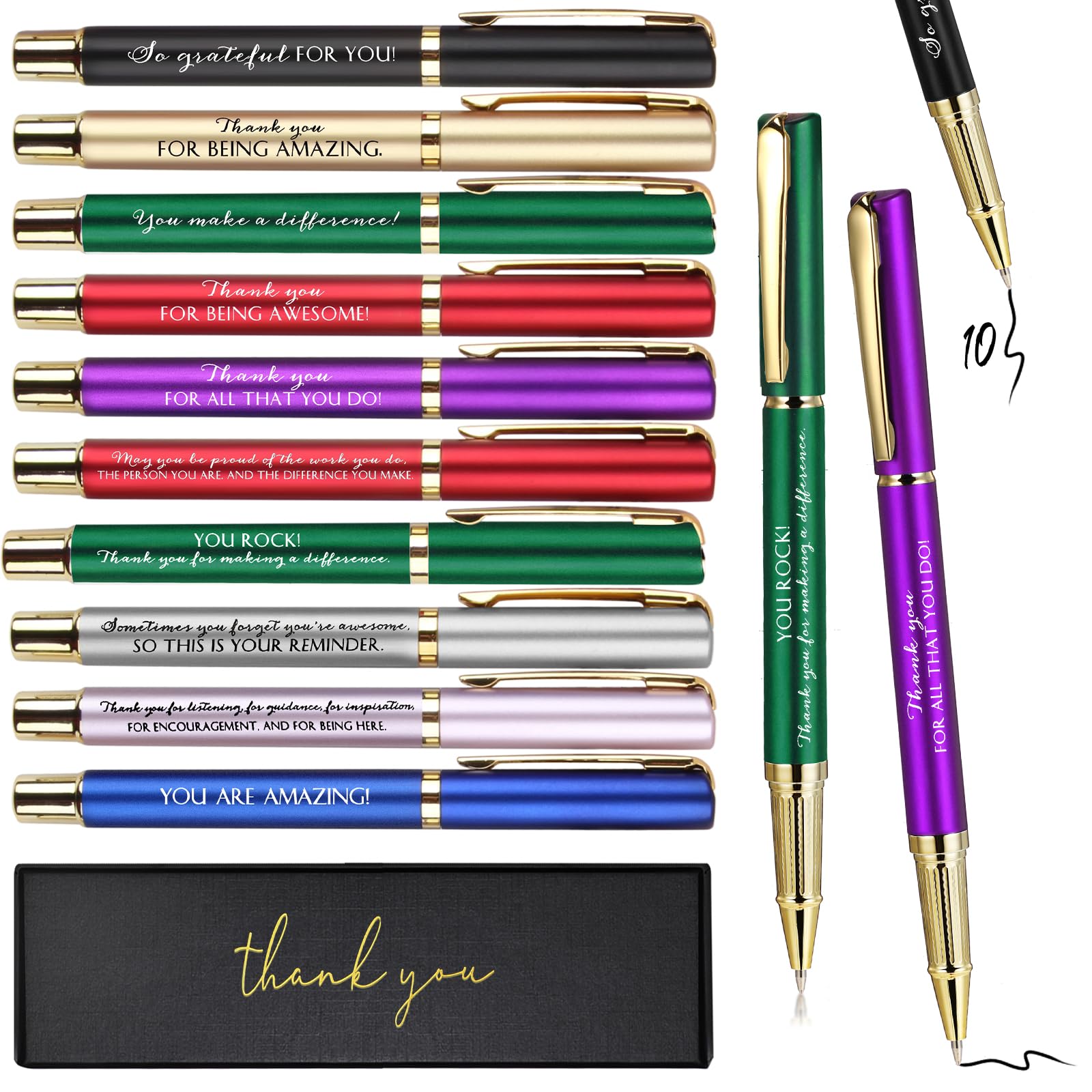 PerKoop 10 Sets Thank You Gifts, Appreciation Pens with Boxes for Men Women