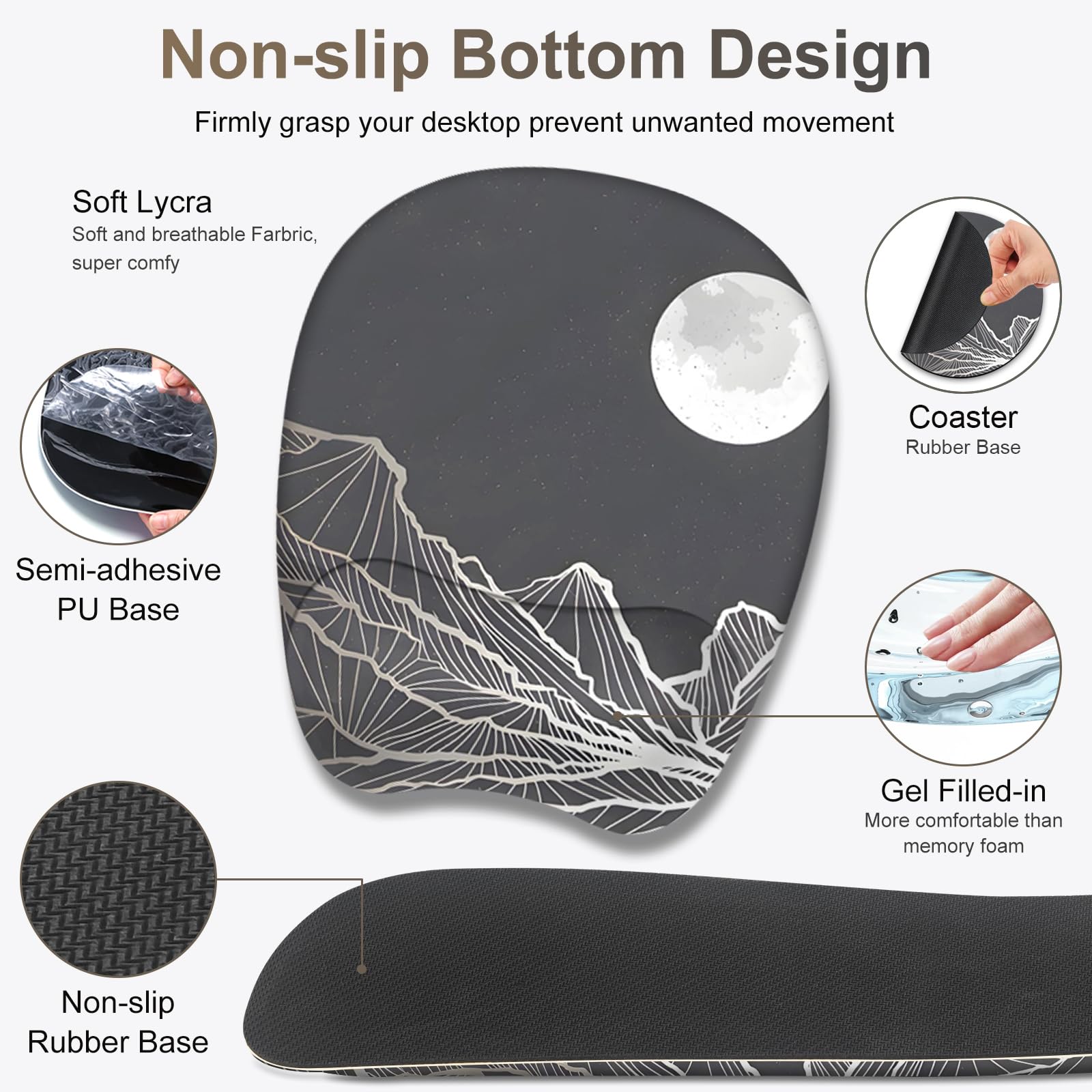 Large Mouse Pad, Keyboard Wrist Rest Set, Ergonomic Mouse Pad with Wrist Support, Desk Mat with
