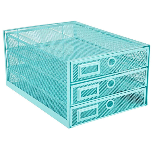 Annova Desk Organizer Wire Mesh 3 Tier Sliding Drawers Paper Sorter/Multifunctional/Premium Solid