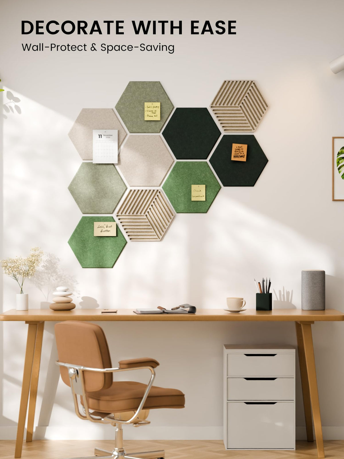 Fluxynara 10-Pack Hexagon Cork Board Alternative, Sagewood