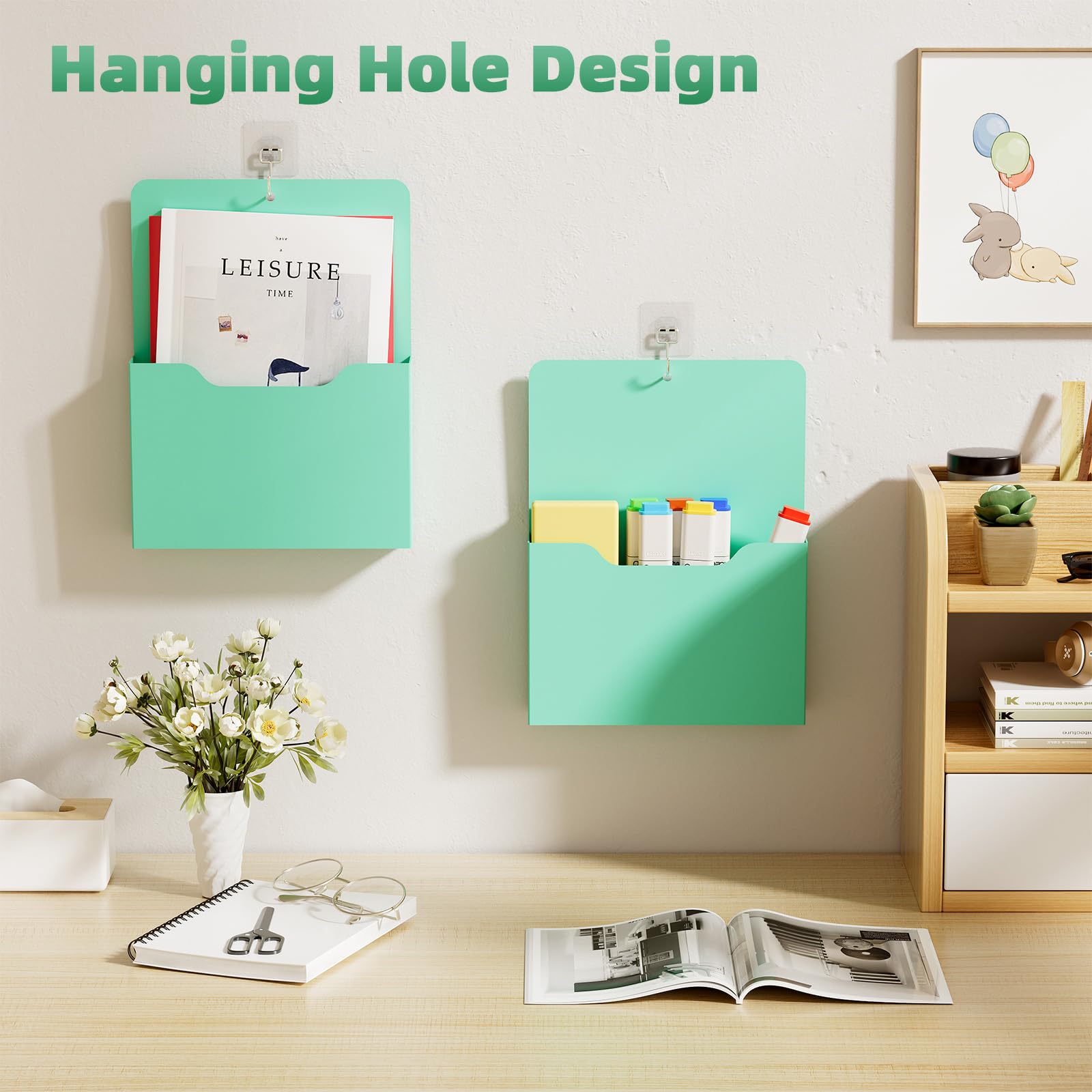 Marbrasse 2 Pack Magnetic File Holder - Paper Holder, Pocket Organizer,Hanging Wall File Organizer