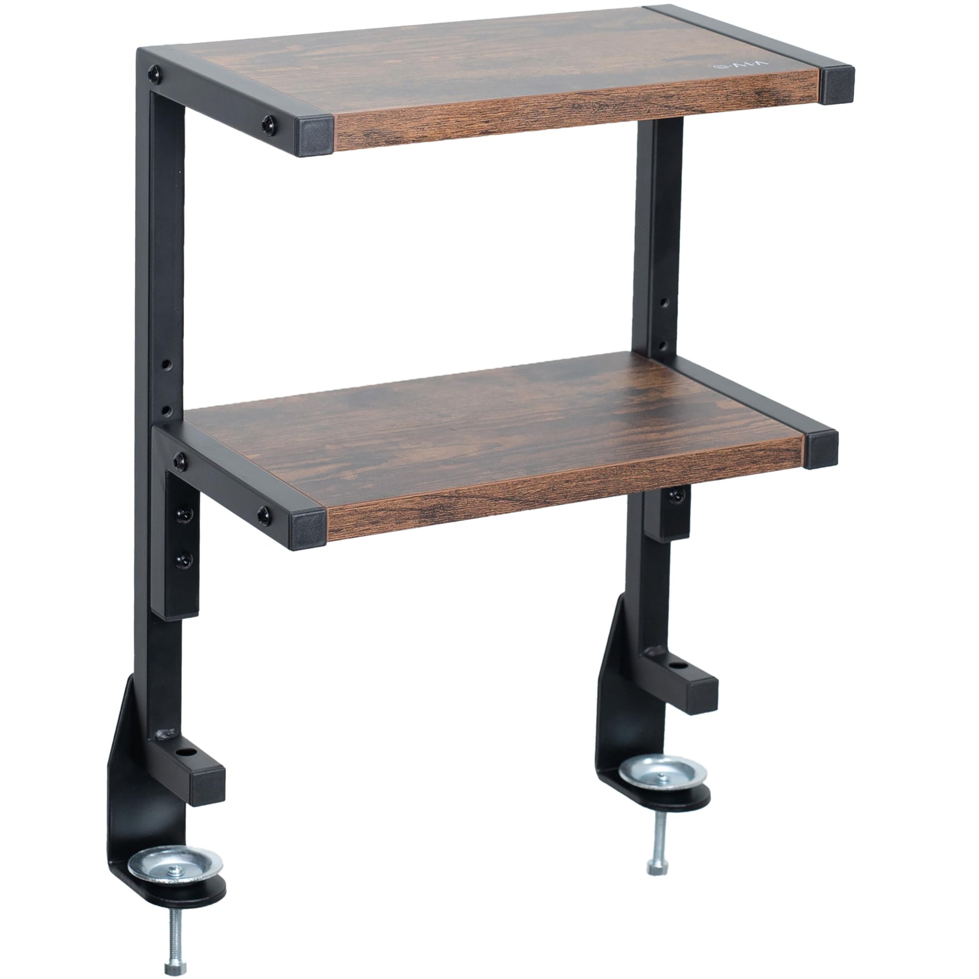 VIVO Vintage Brown Clamp-on 13 inch 2-Tier Desk Shelf, STAND-SHELF2C-N