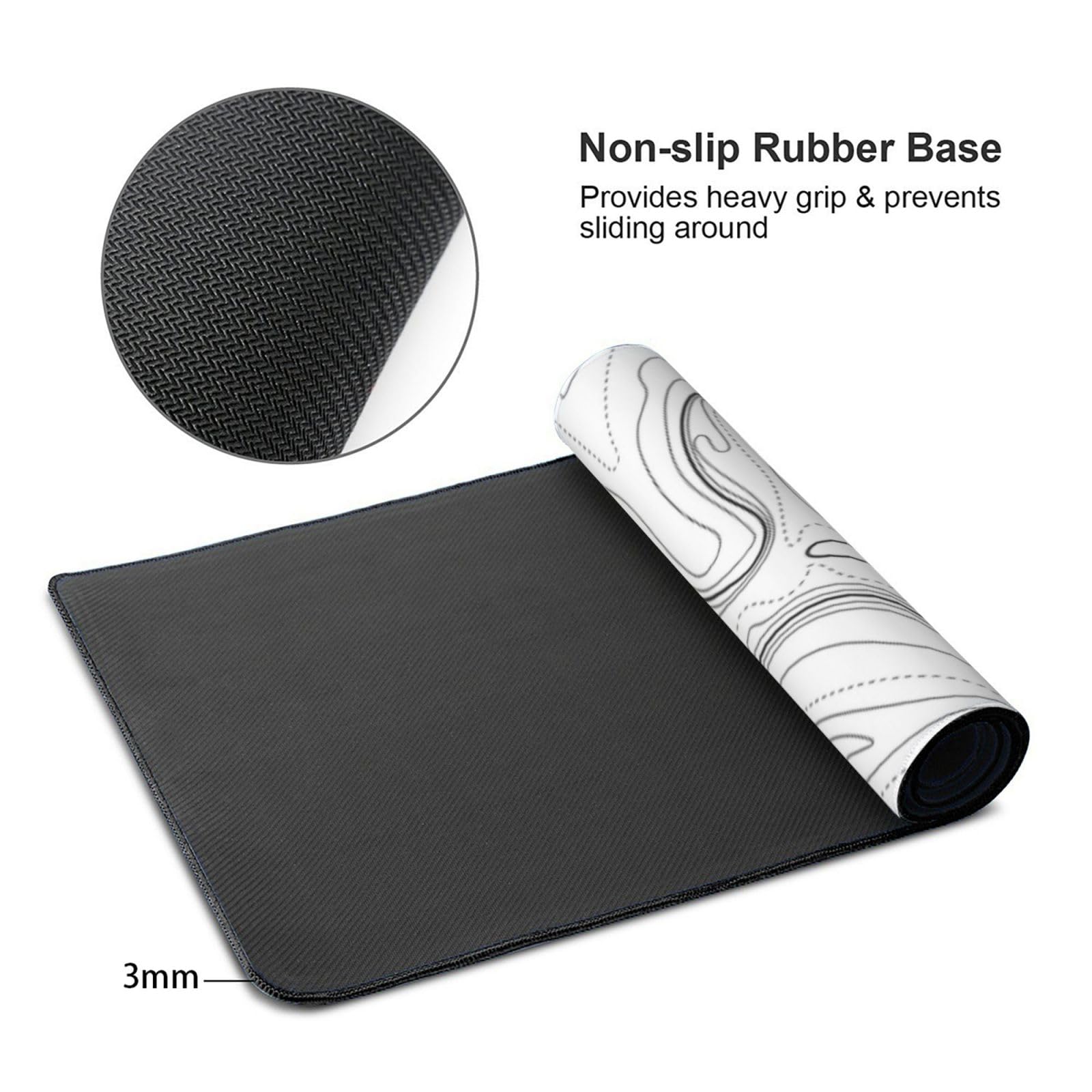Topographic 3XL Huge Mouse Pad-Oversized (48''x24'') for Full Desk Gaming