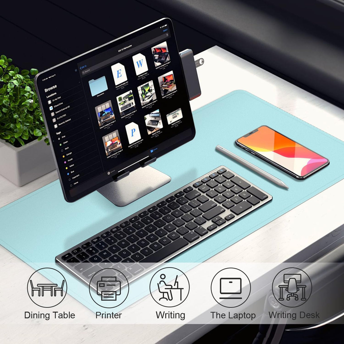 Large Desk Pad, 47.2'' x 23.6'', Computer Mat for Desk, Leather Desk Pad Protector, Suede Base Desk