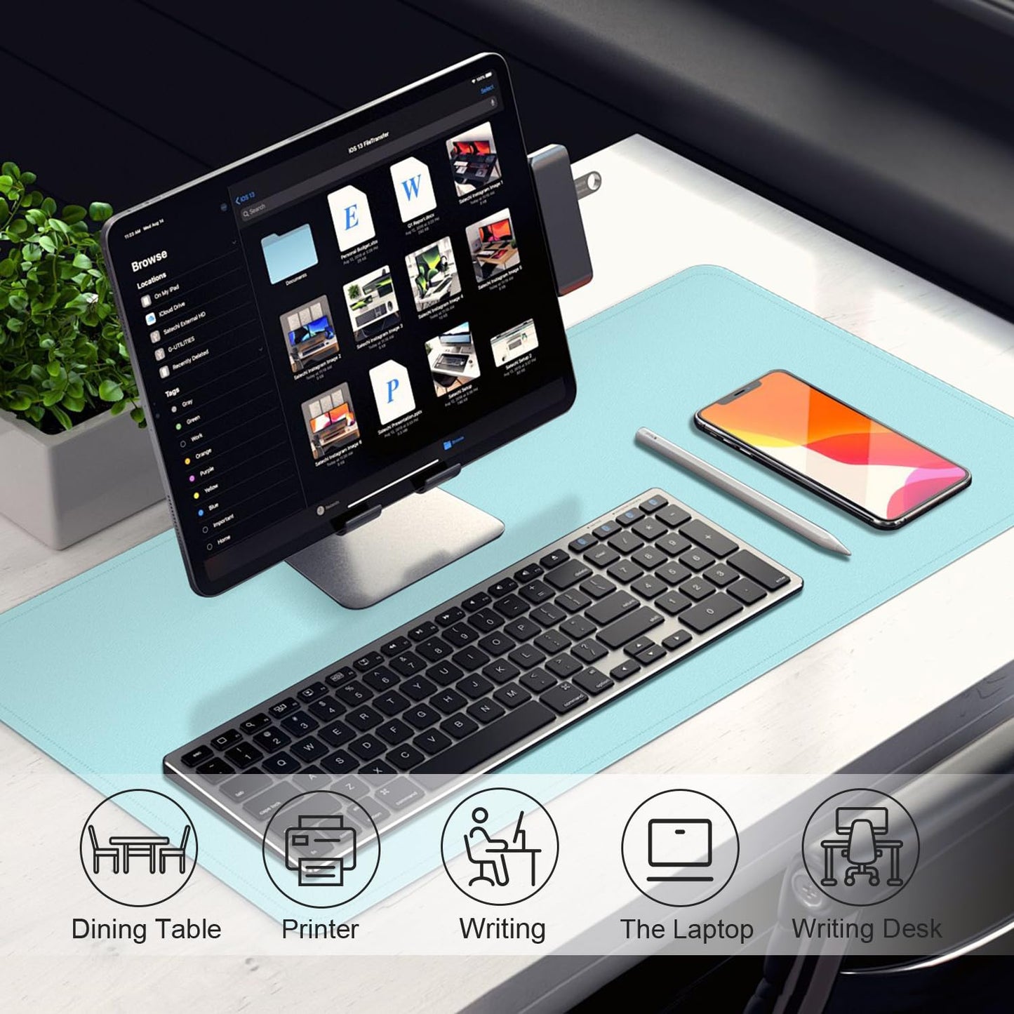 Leather Desk Pad Protector, 39.4'' X 17'' Large Mouse Pad, Office Desk Mat, Non-Slip PU Leather &