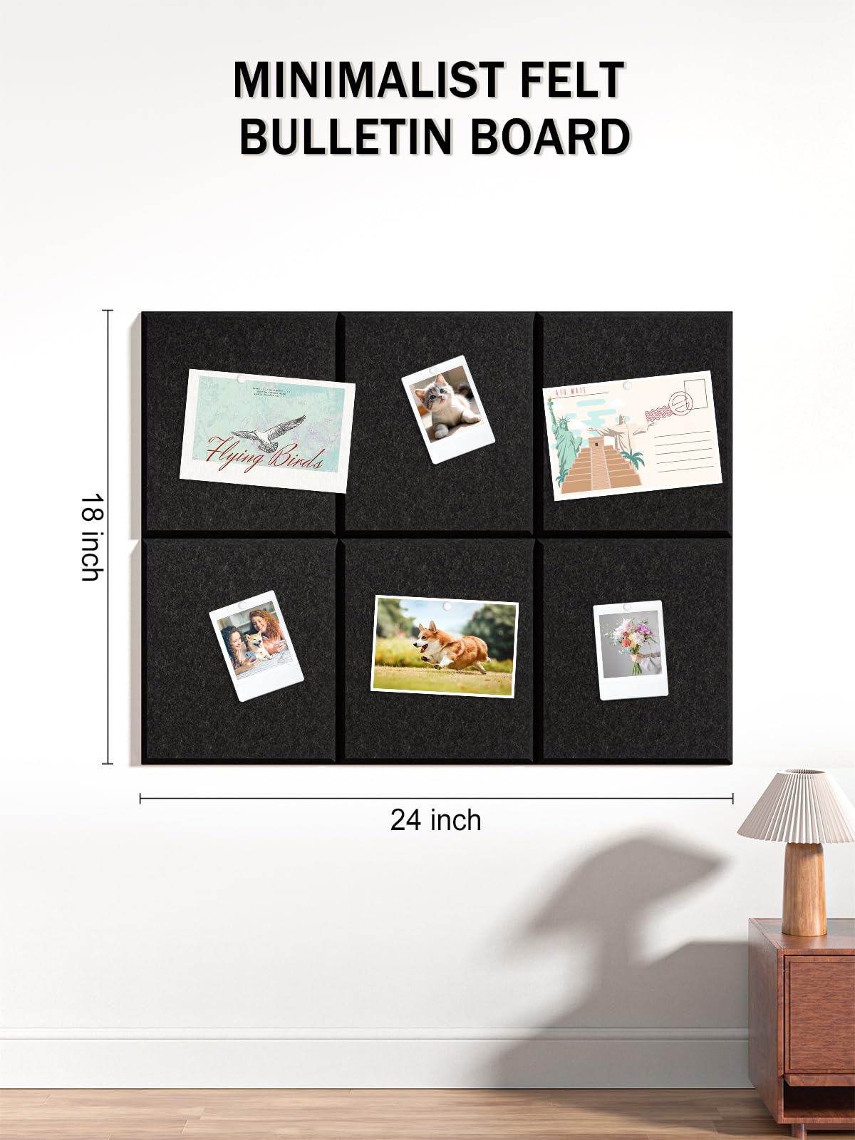 Hsurbtra Cork Board for Wall 24 x 18 Inch, 6 Pack Felt Bulletin Notice Board with Pushpins for