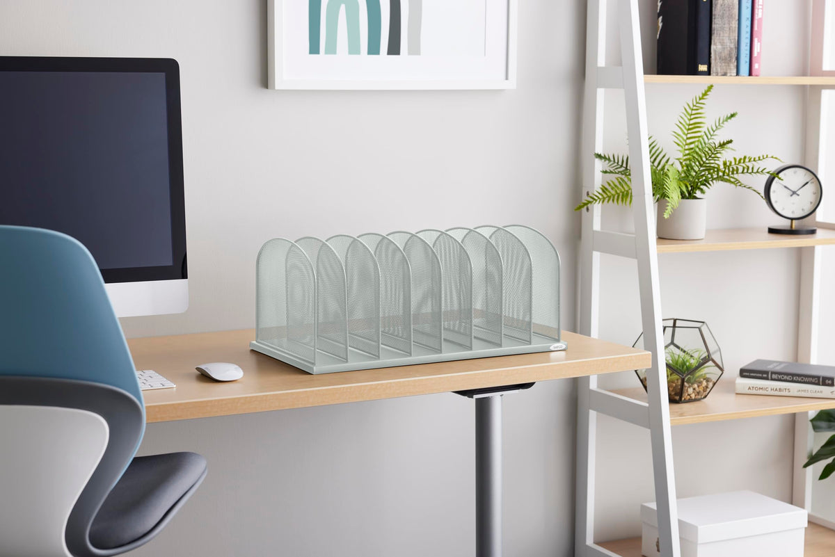 Safco Onyx Desk Organizer with 8 Vertical Sections, File Organizer for Home, Office, Classroom &