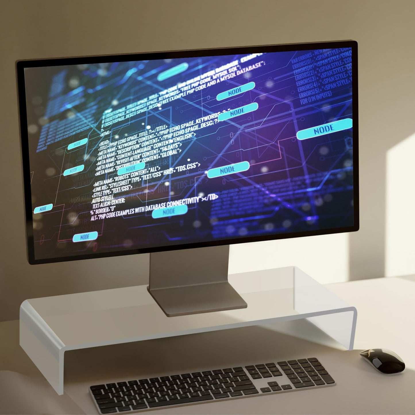 Jetec 2 Pcs Acrylic Monitor Stand Desktop Computer, Clear, 20 x 8 x 3 Inch