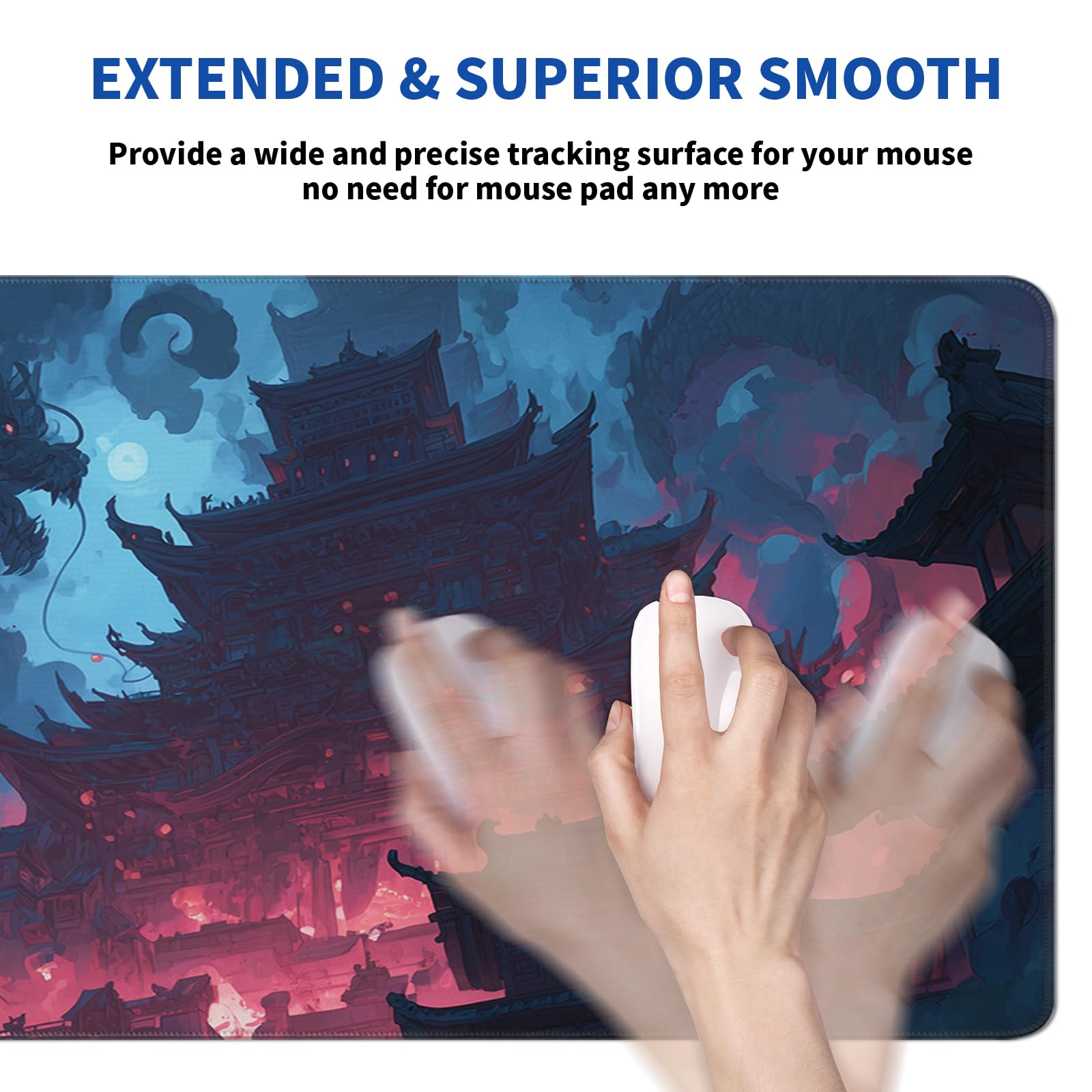 Huge Dragon Mouse Pad Desk Mat XL Extended Large Gaming Desk Pad Mousepad, Tower Effect Computer