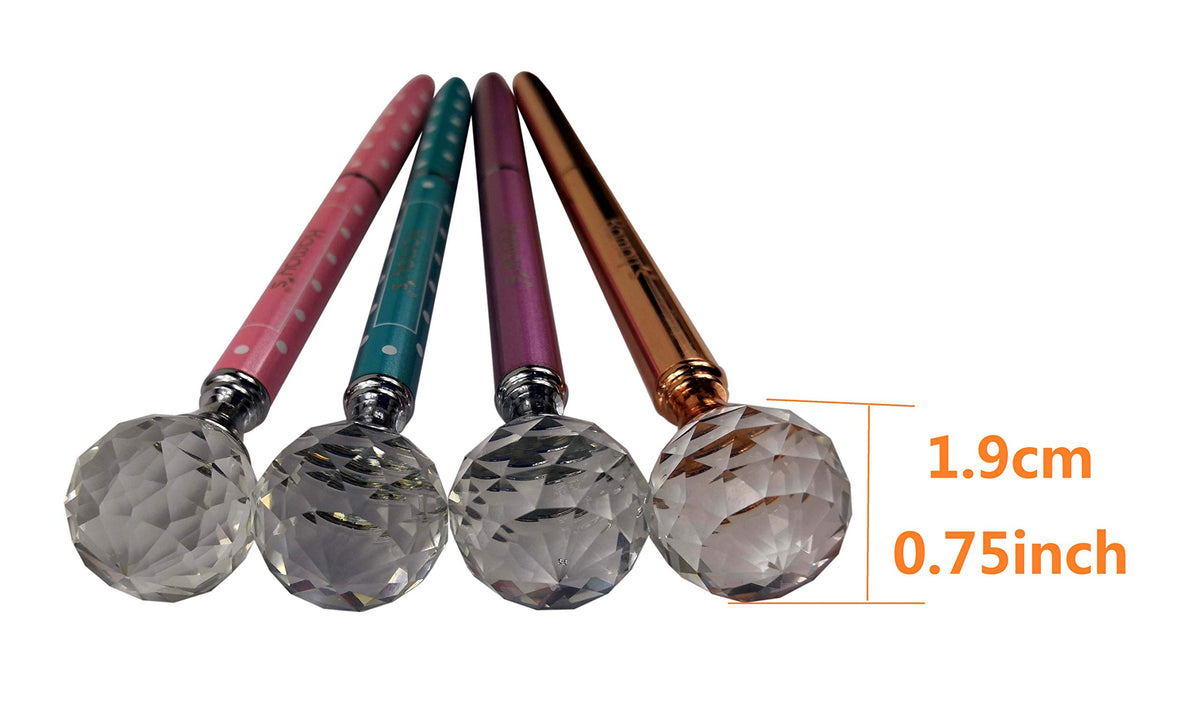 Kamay's 4PCS Crystal Ball Diamond Pen Metal Ballpoint Pen with Big Crystal Diamond Funky Design