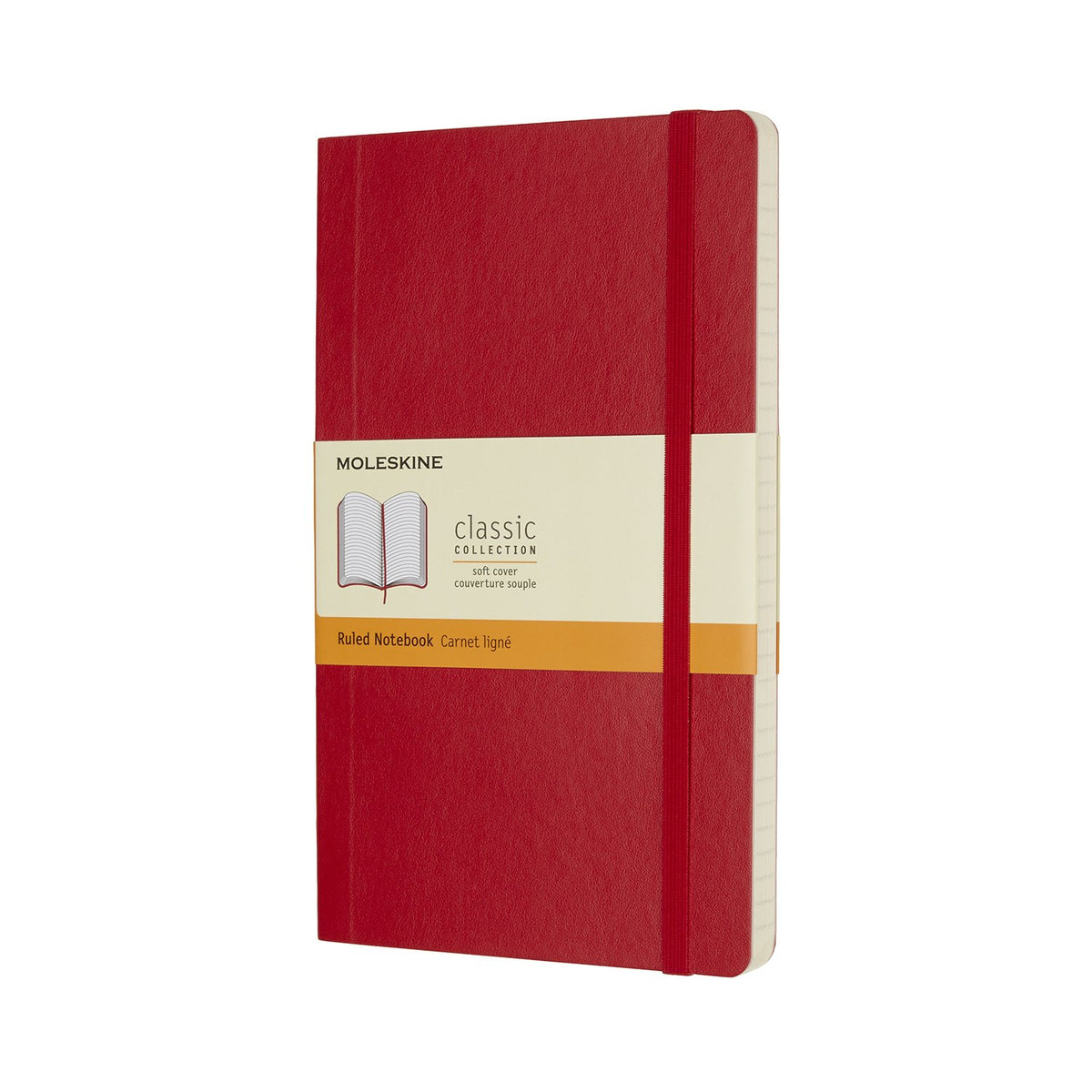 Moleskine Classic Notebook, Soft Cover, Large (5" x 8.25") Ruled/Lined, Scarlet Red, 192 pages