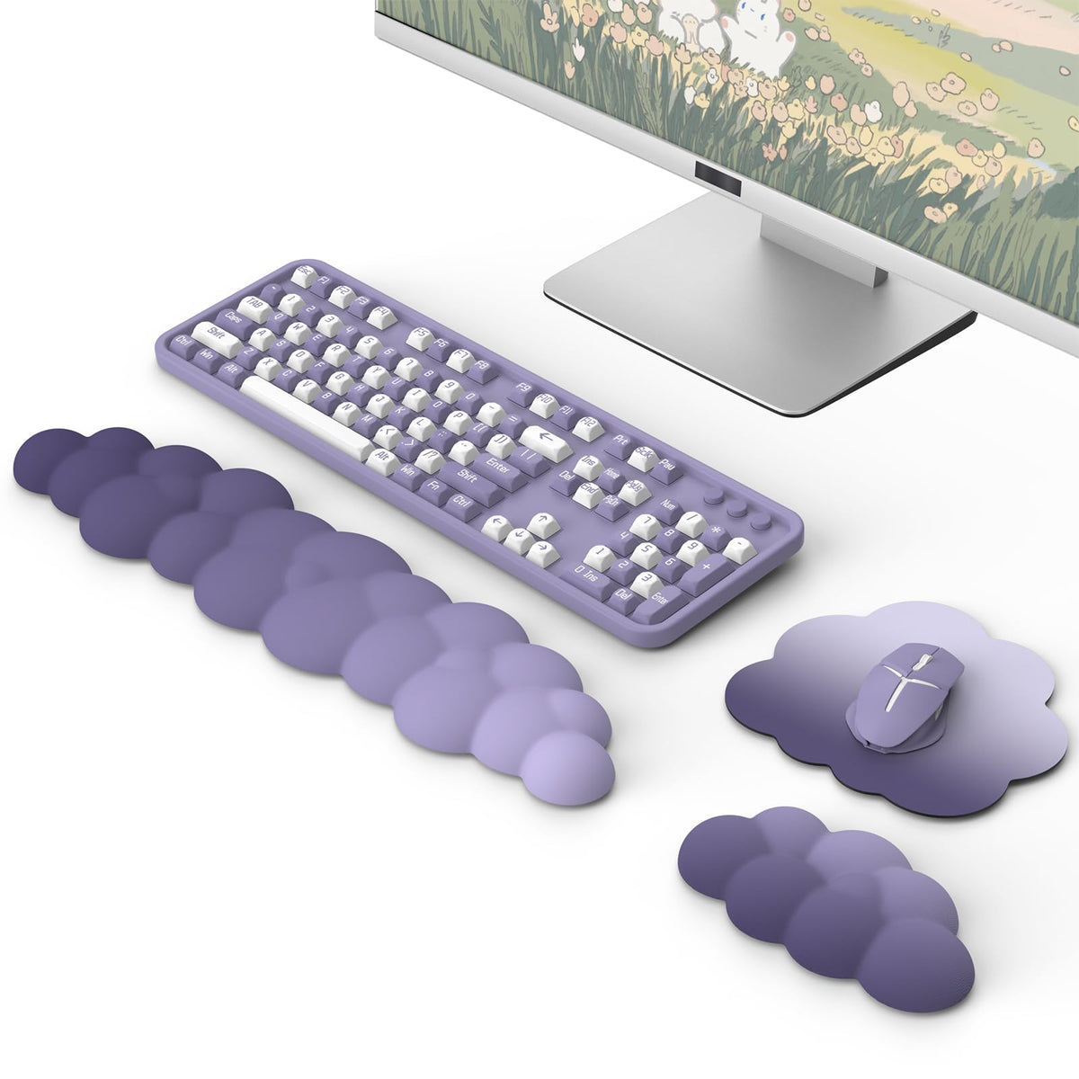MoKo Cloud Wrist Rest for Keyboard and Mouse with Mouse Pad, Purple