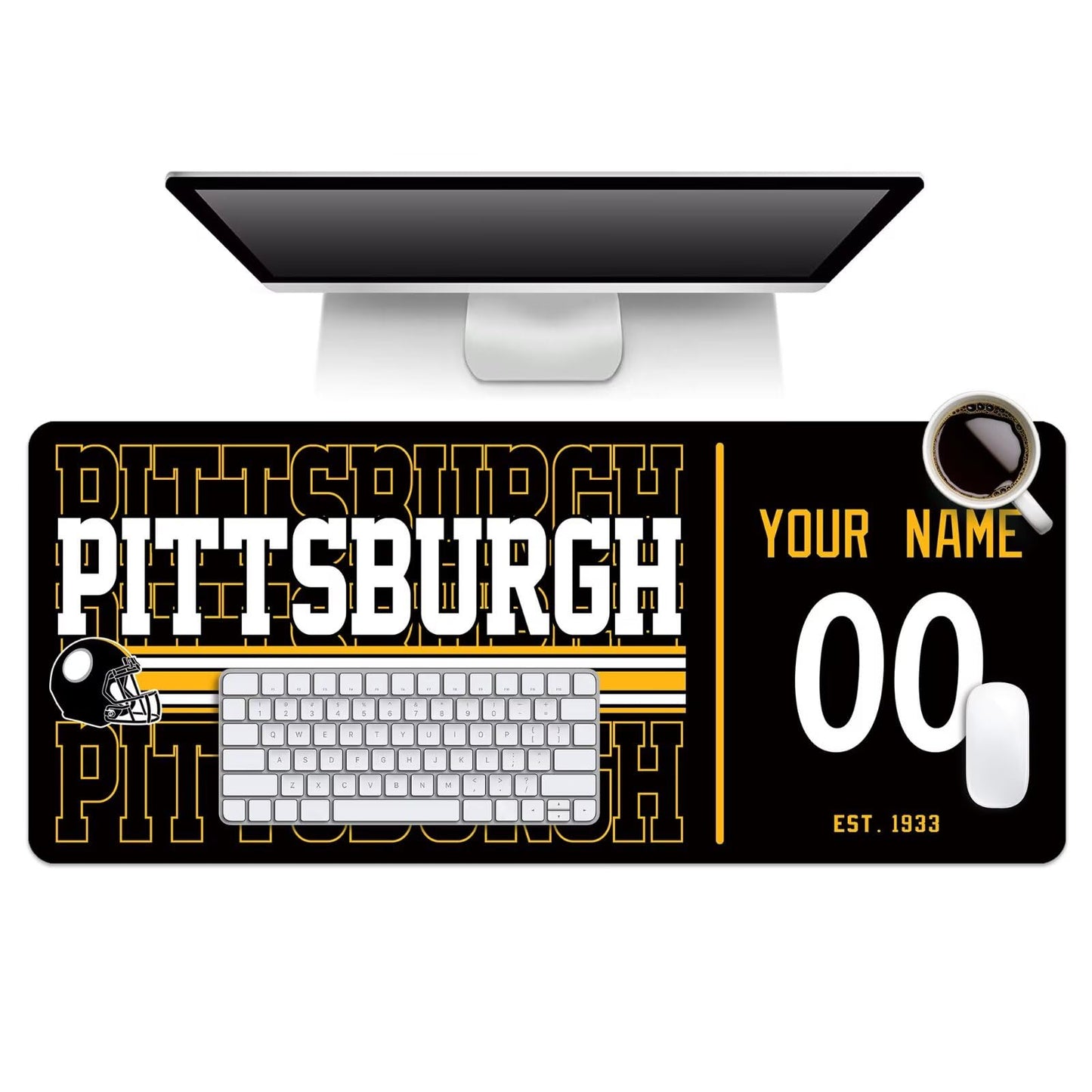 ANTKING Pittsburgh Mouse Pad Custom Name and Number Desk Pad for Men Women Youth Gifts