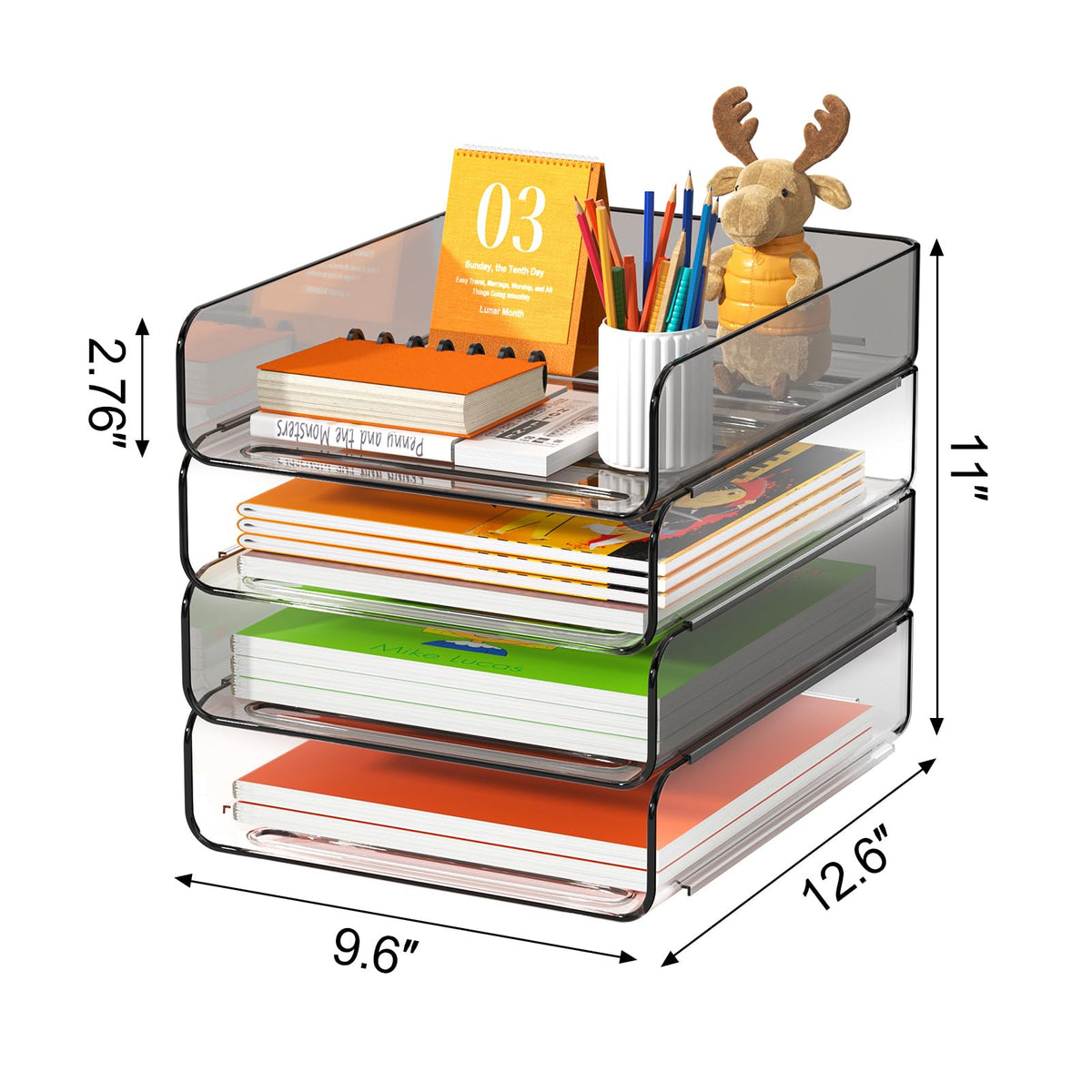 FANXIYQ 4-Tier Acrylic Paper Tray Organizer, 2-Tone Office Paper Organizer