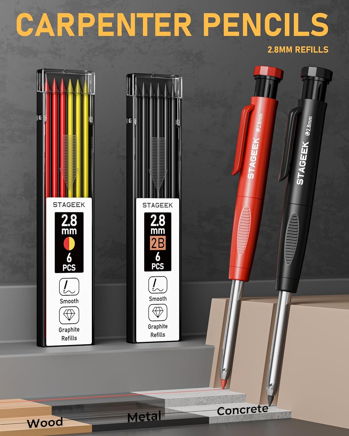STAGEEK 17 Pack Carpenter Pencil Set with Sharpener