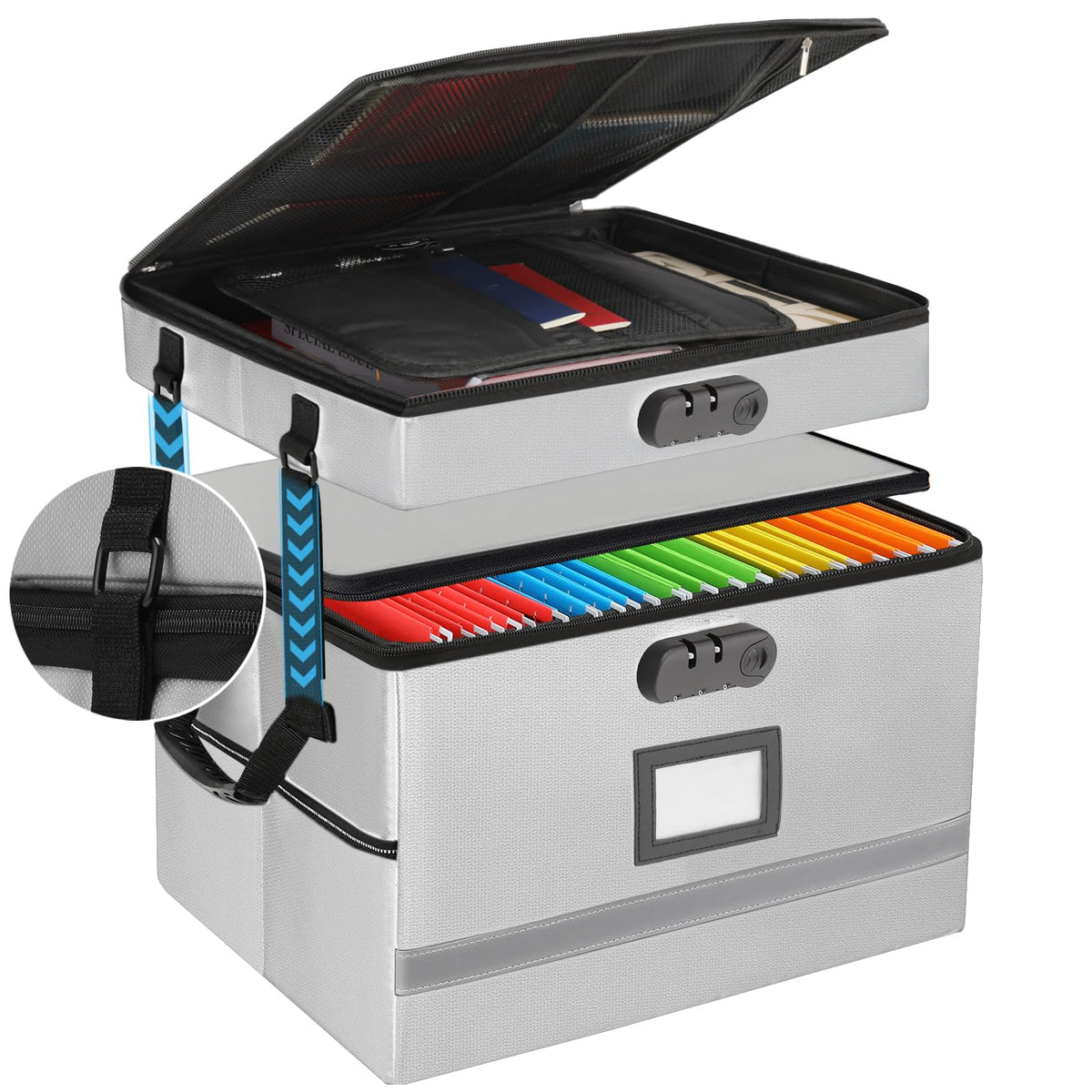 EXLIFBAG Fireproof File Organizer with Lock, 2 Layer