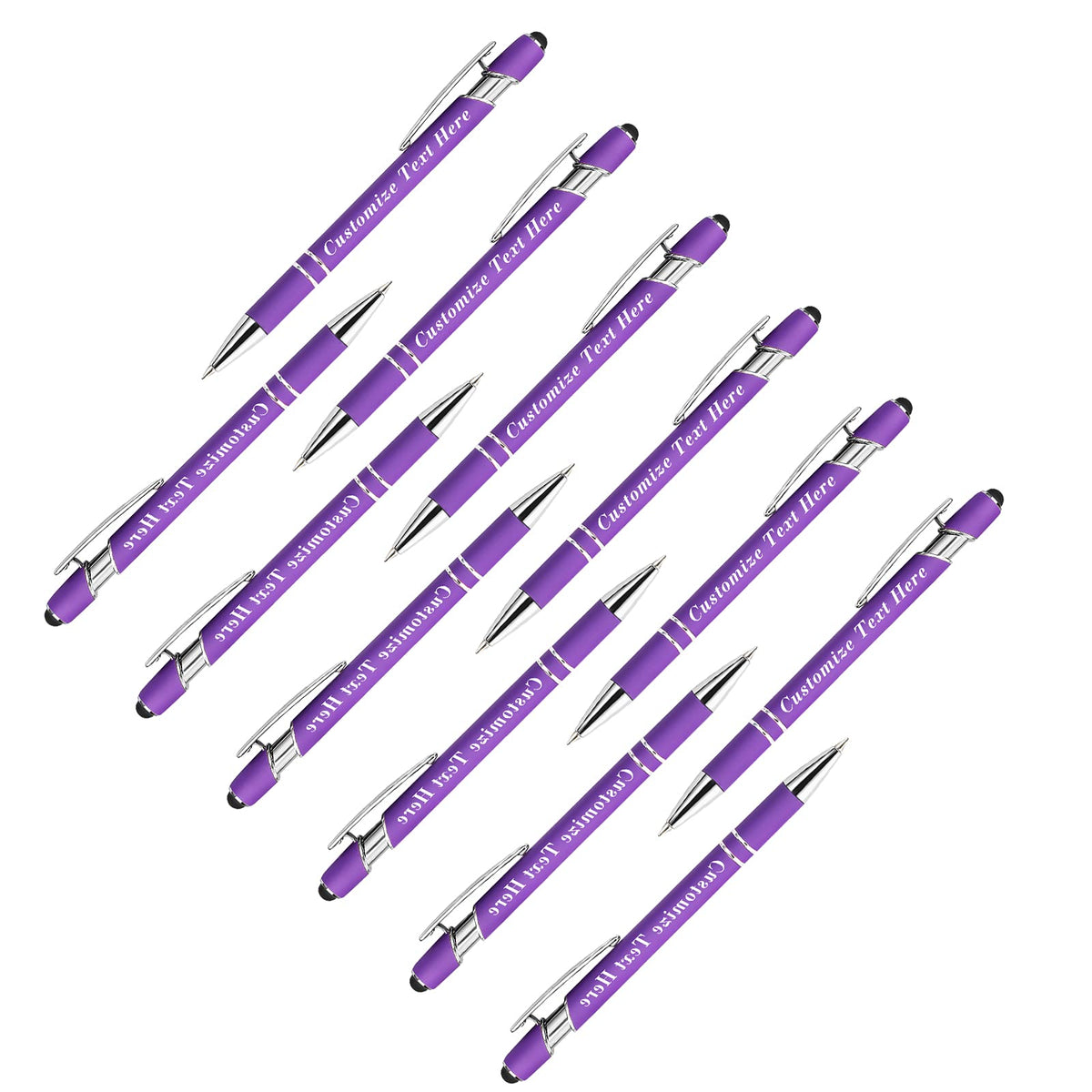 Personalized Pens Bulk with Stylus Tip 12 Pcs Custom Engraving Ballpoint Pens with Name Message