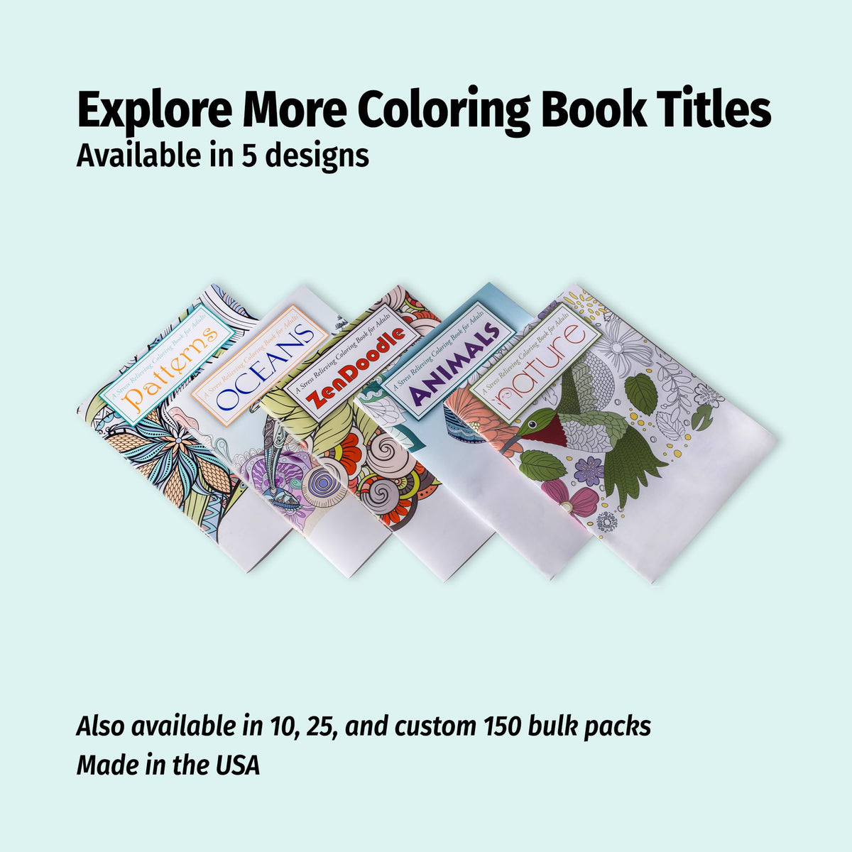 ZOCO – Adult Coloring Books with Colored Pencils (2-Pack Bundle) – Oceans and Patterns – for