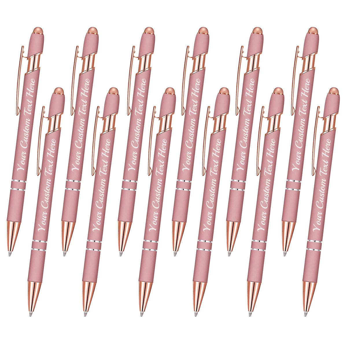 YanNanKe 12 PCS Custom Pens Personalized Bulk, Customized Engraving Ballpoint Pens with Stylus Name