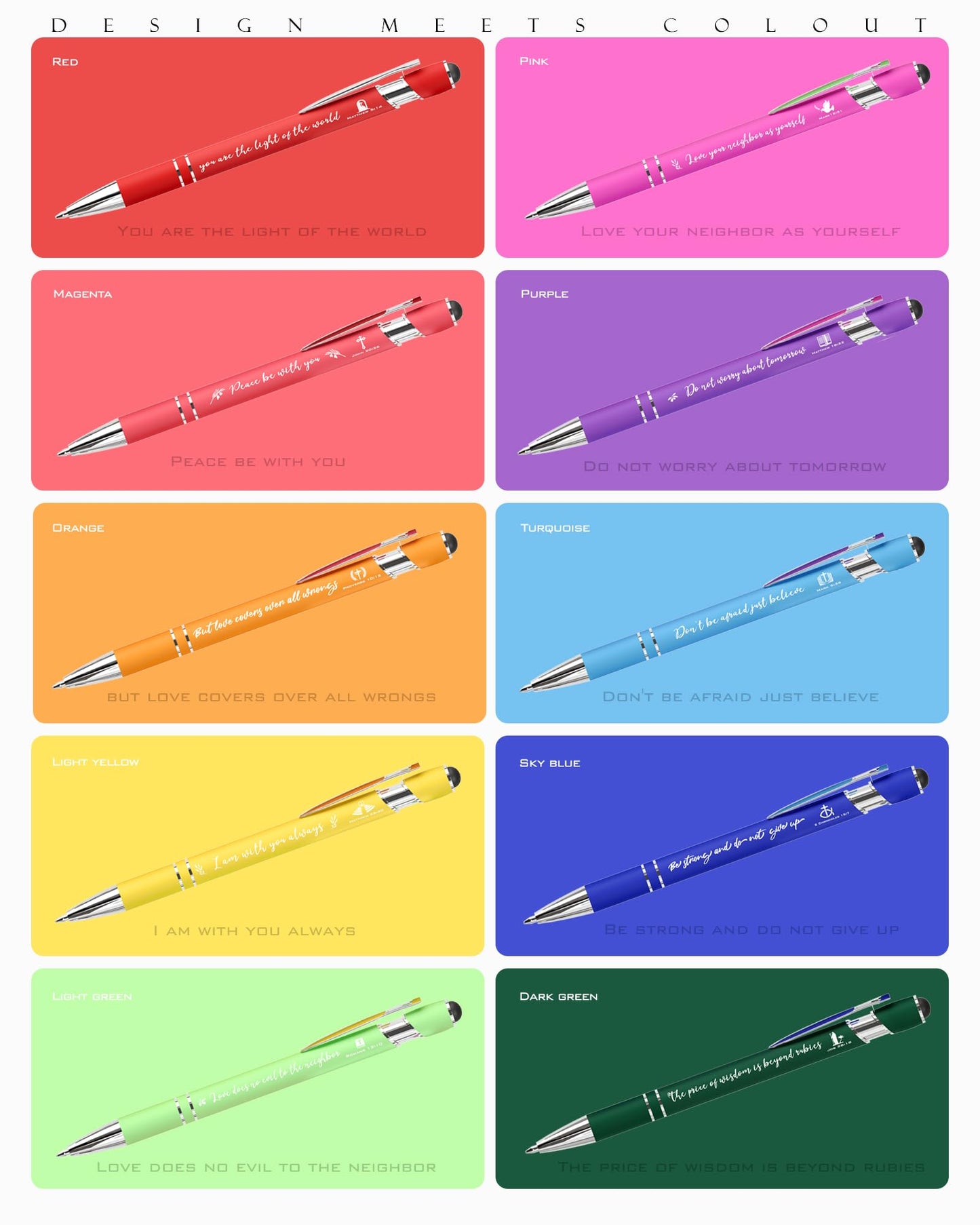 Ctsotmybs Christian Pens 2-in-1 Stylus Inspirational Bible Verse Pens Bulk Christian Gifts for Men