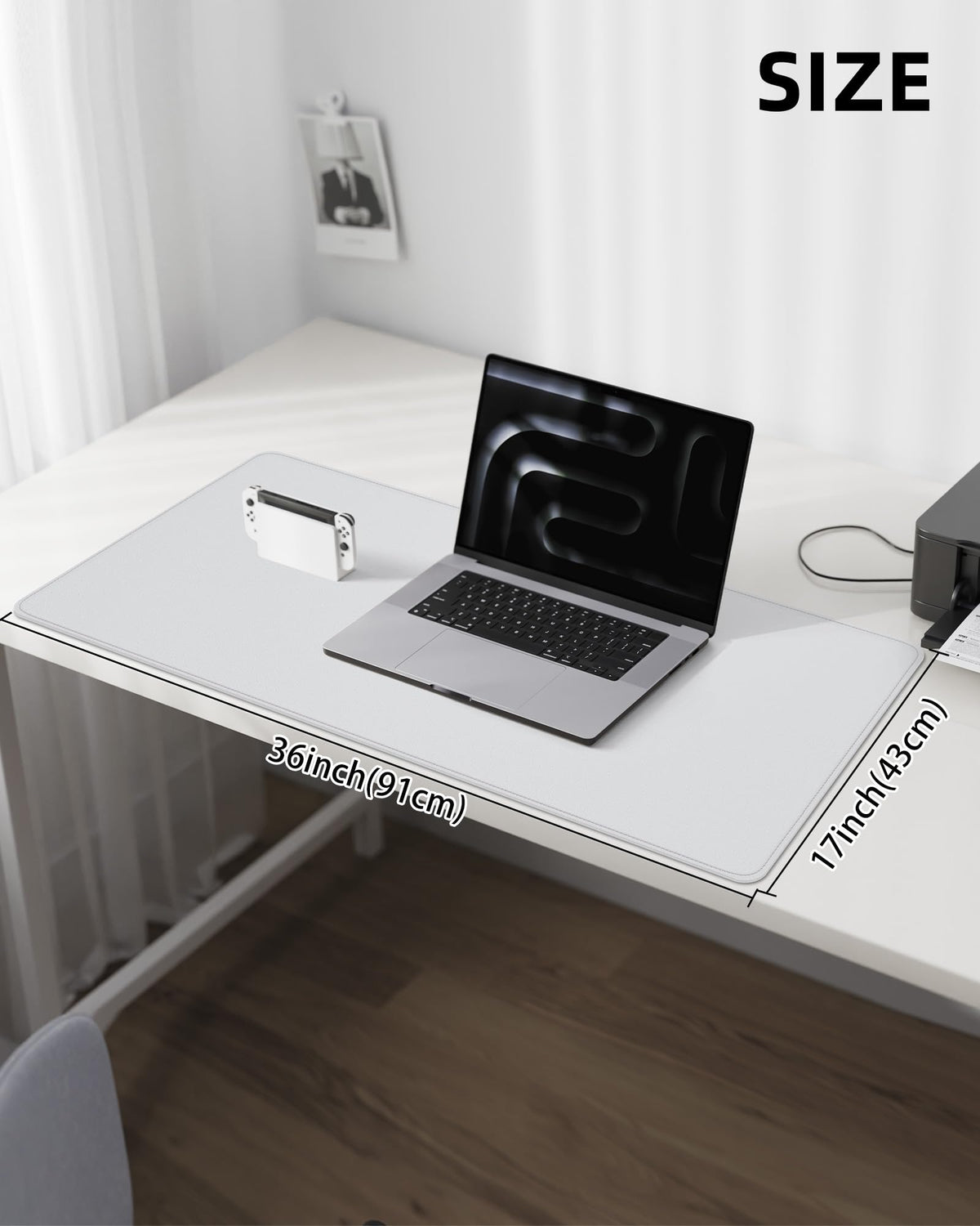 PU Leather Desk Mat Protector - 36"x17" Large Non-Slip Office Desk Pad, Waterproof Keyboard & Mouse