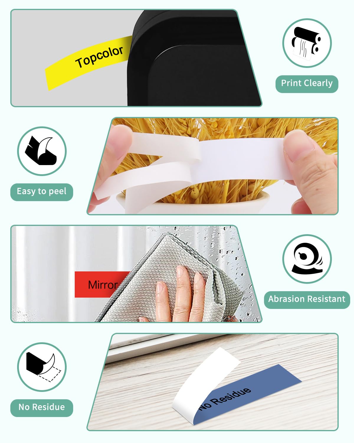6-Pack 18mm 0.7 Laminated Color Tape Compatible for Brother Label Tape 18mm