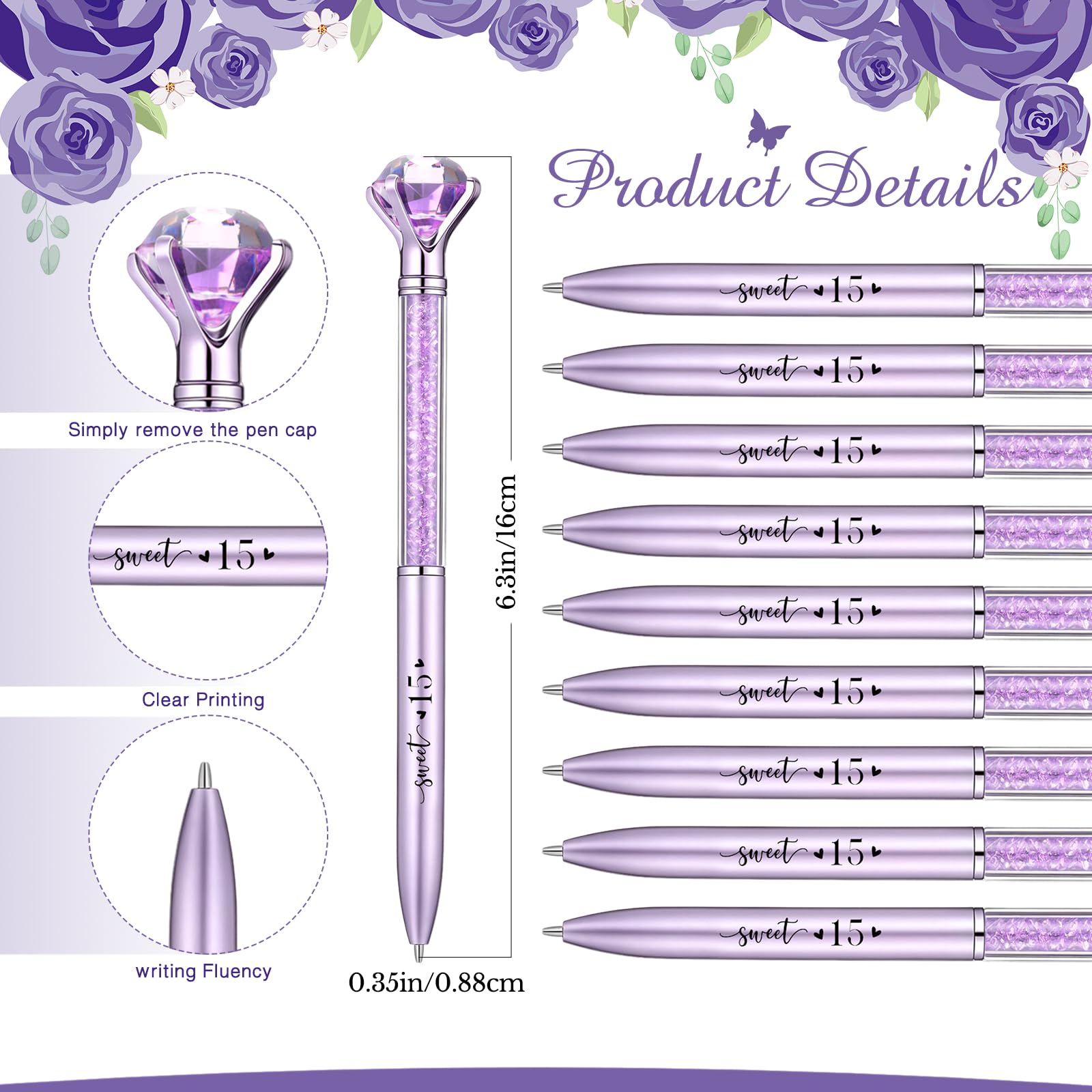 Sayglossy 50 Set Quinceanera Party Favor Sweet Gift, 15th, Purple