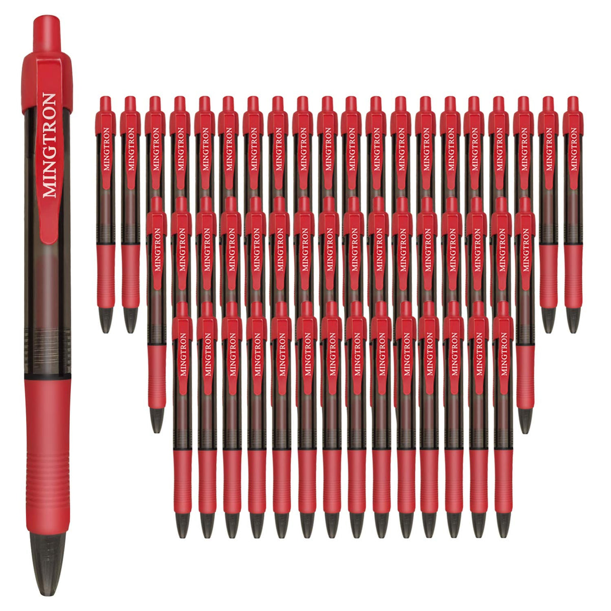 50 Pack No Smear Red Ink Retractable Fine Point Gel Pens Bulk, 0.5MM