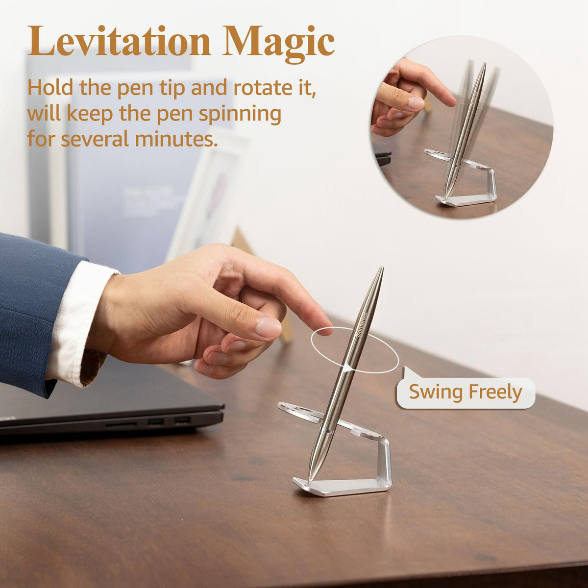 SUNTEREST Magnetic Levitation Gel Ink Pen, Metal Luxury Gifts for Men & Women, Futuristic Floating