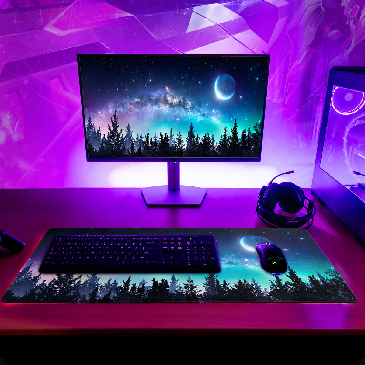 Extended Gaming Mouse Pad, XL Large Keyboard Mouse Mat Desk Pad, Stitched Edges Mousepad, 3mm Thick