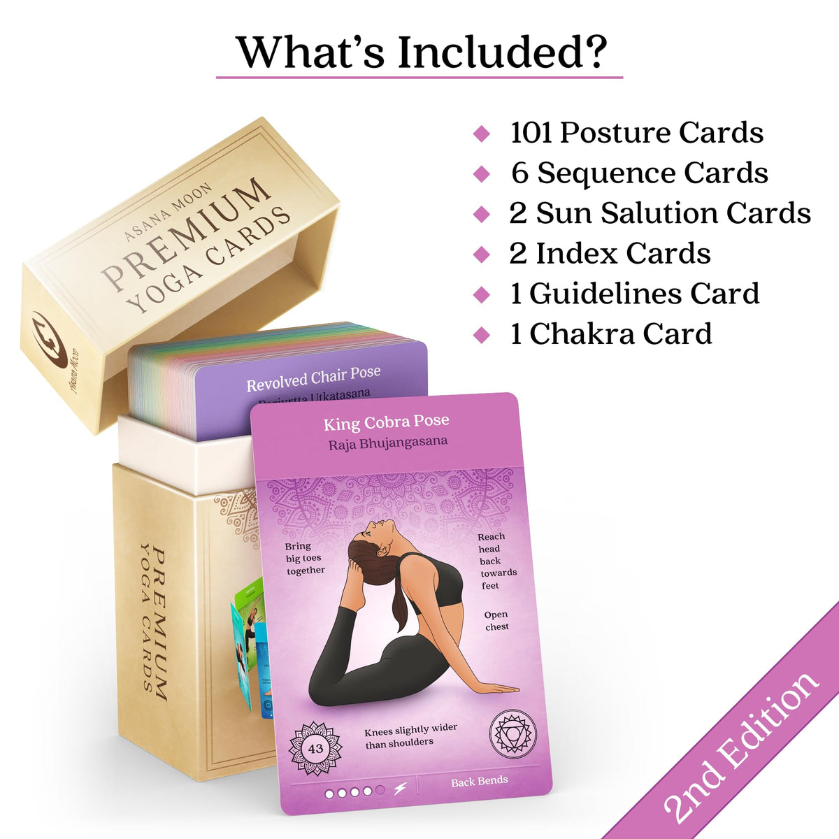 Asana Moon Premium Yoga Cards – Deck with Over 120 Yoga Poses – Yoga Sequencing Deck with Yoga Cues