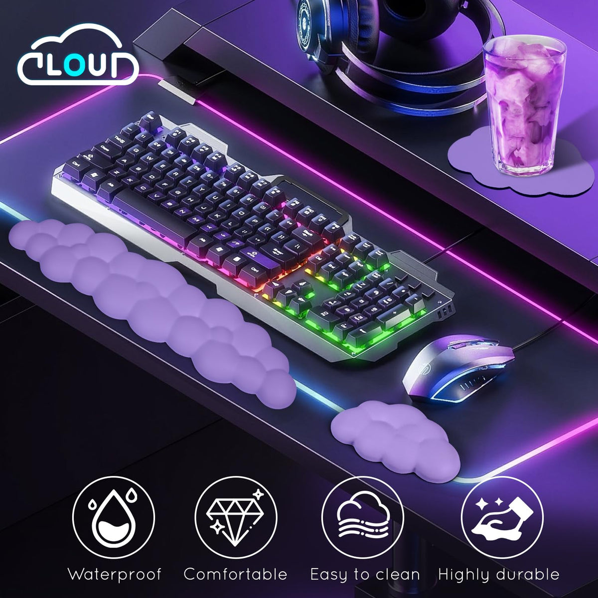 Cloud Wrist Rest for Computer Keyboard Arm Wrist Rest with Non-Slip Base Extended Wrist Rest