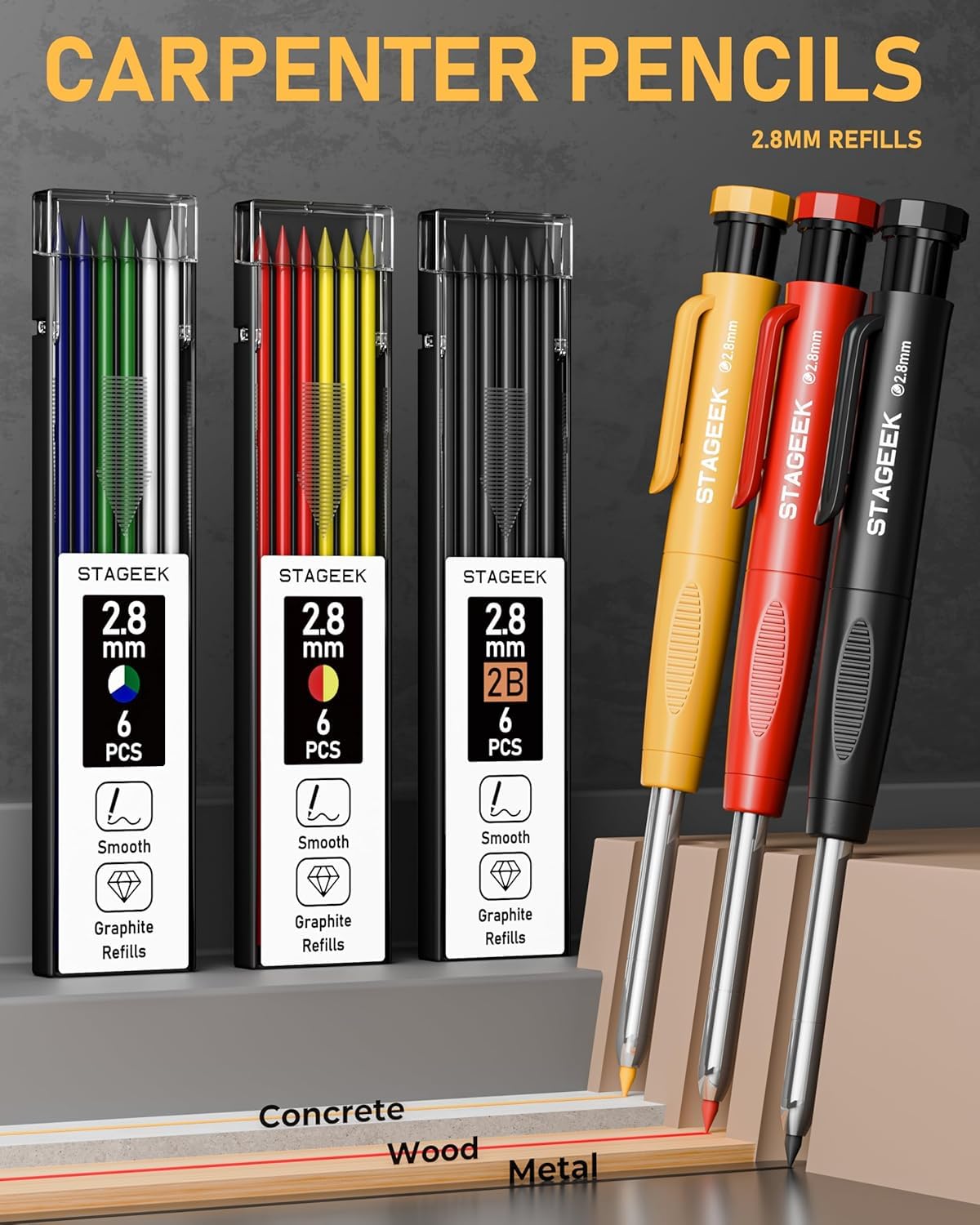 STAGEEK 22 Pack Carpenter Pencil Set with Sharpener