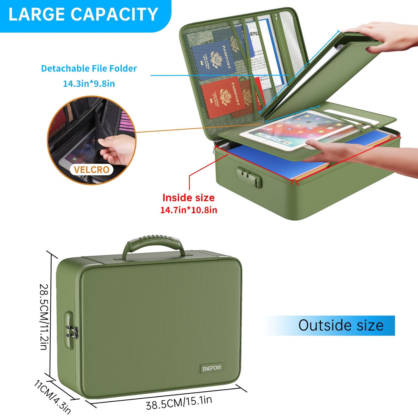 ENGPOW Fireproof File Organizer Bag with 13 Pockets Accordion File Folder