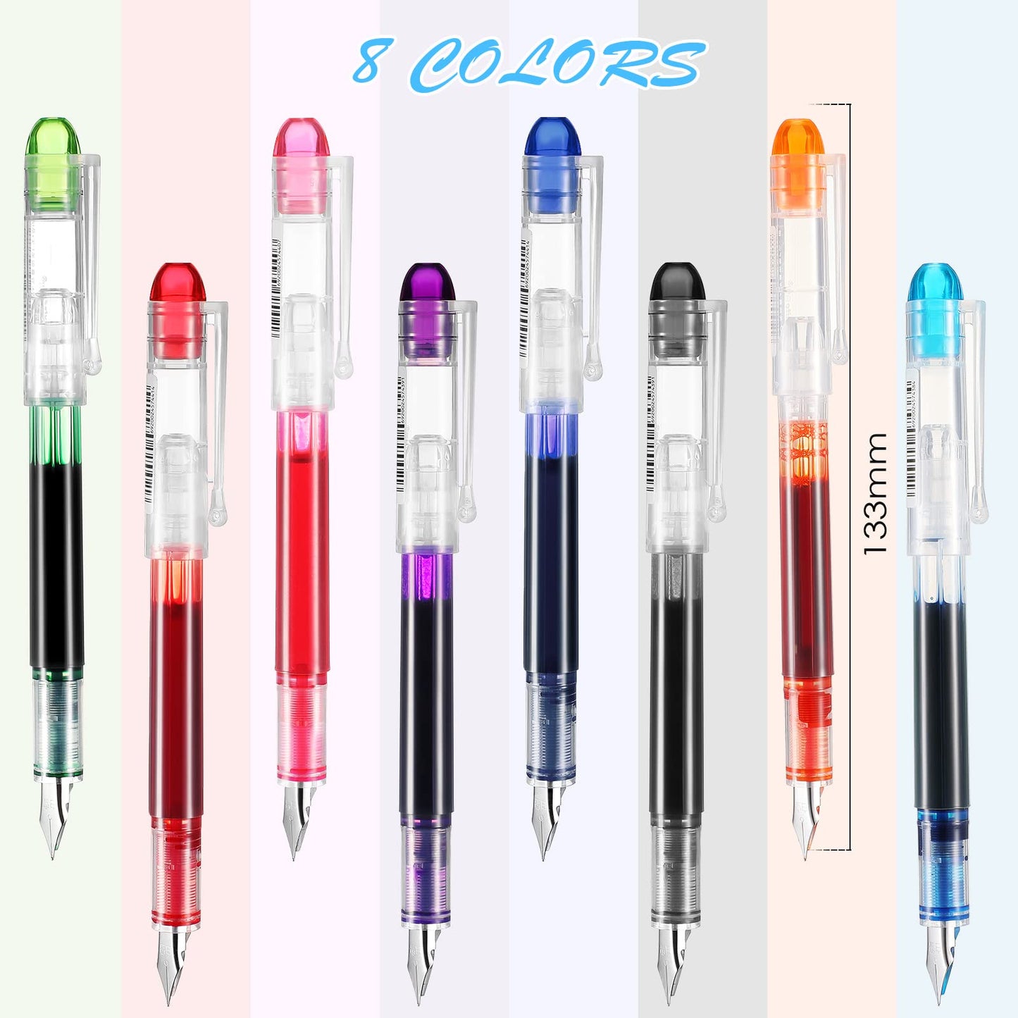 Laumoi 40 Pack Disposable Fountain Pens Set, Colored Ink Fountain Pens for Writing, Extra Fine Nib